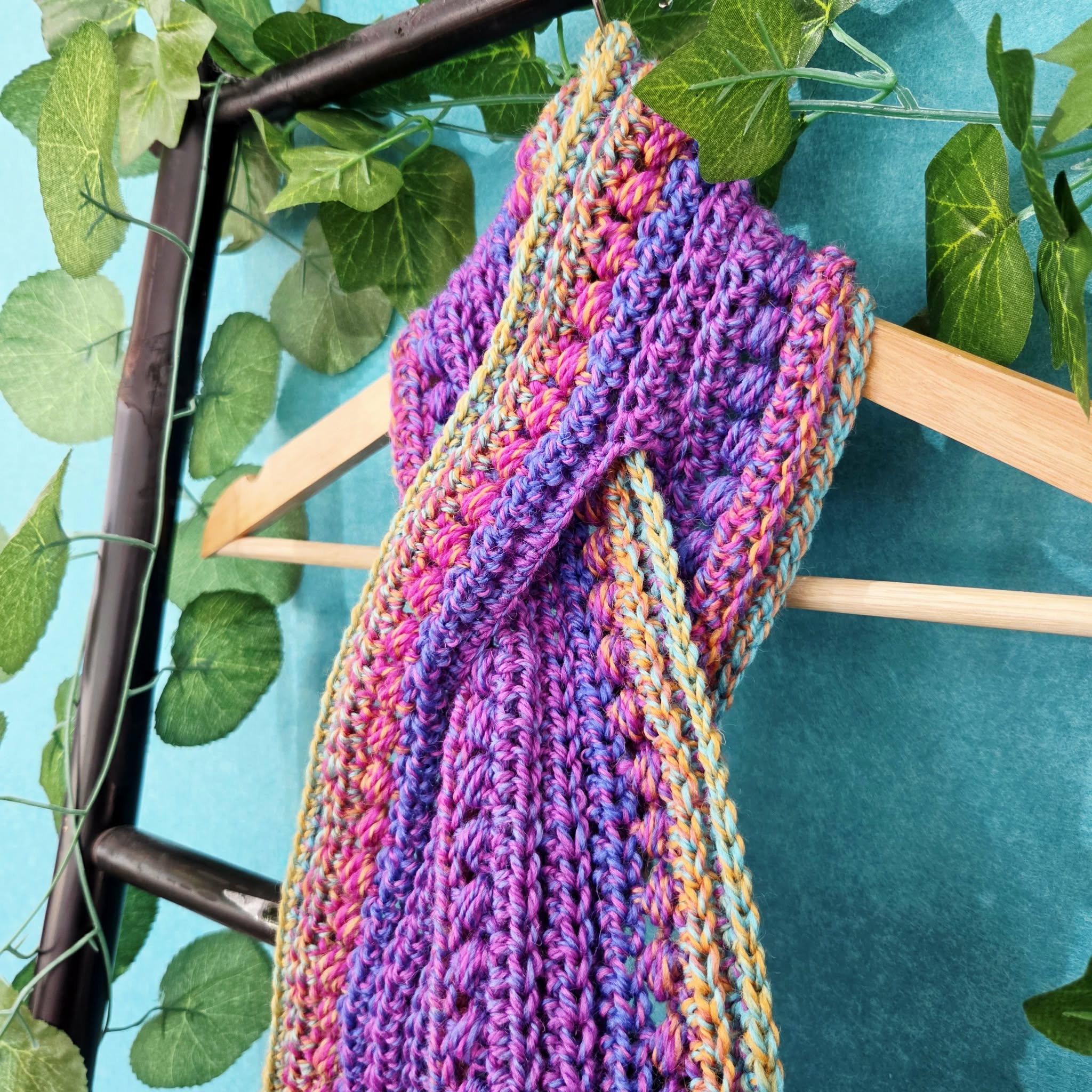 Crochet Keyhole Scarf | Handmade Adult Neckwarmer | Multi Colour Scarf