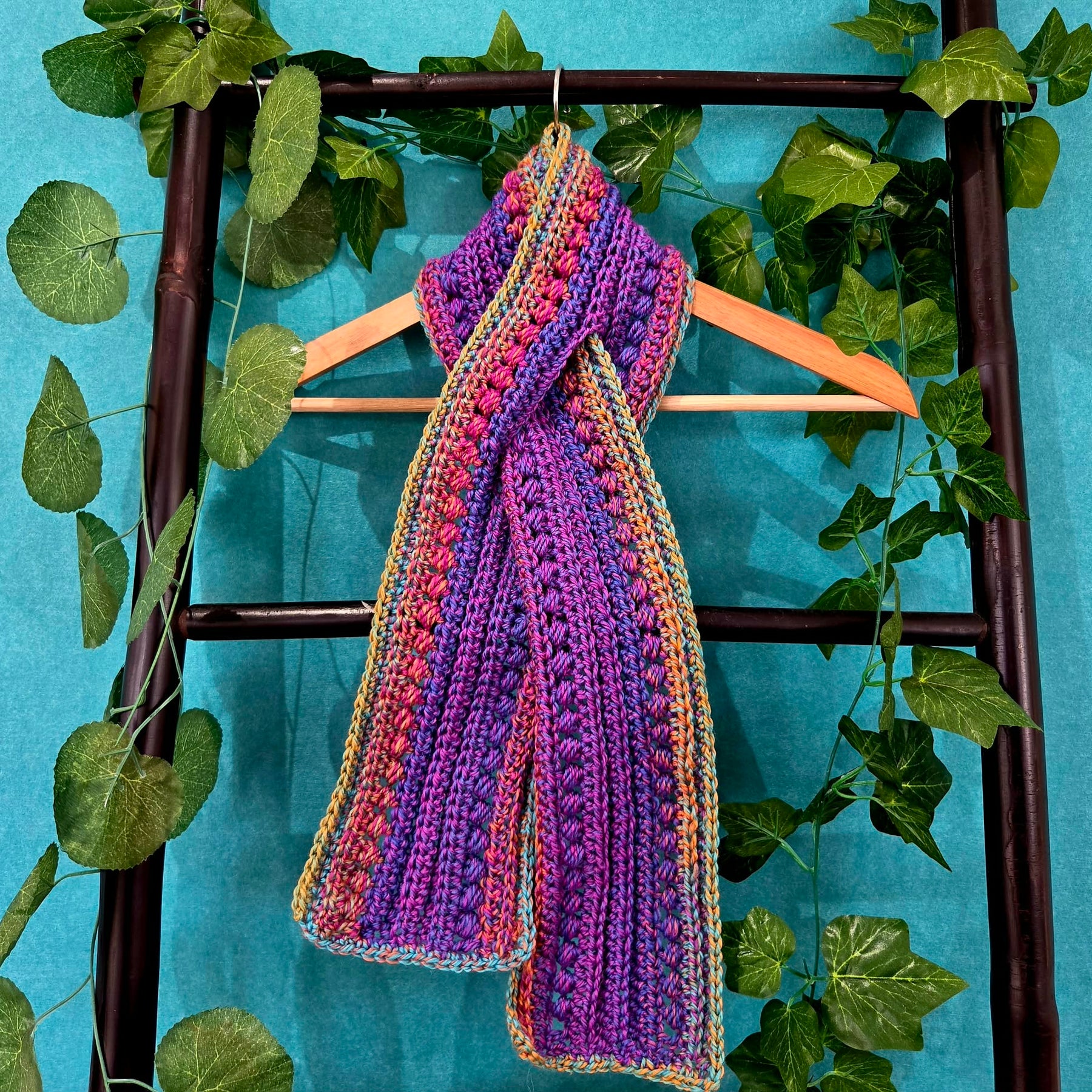 Crochet Keyhole Scarf | Handmade Adult Neckwarmer | Multi Colour Scarf