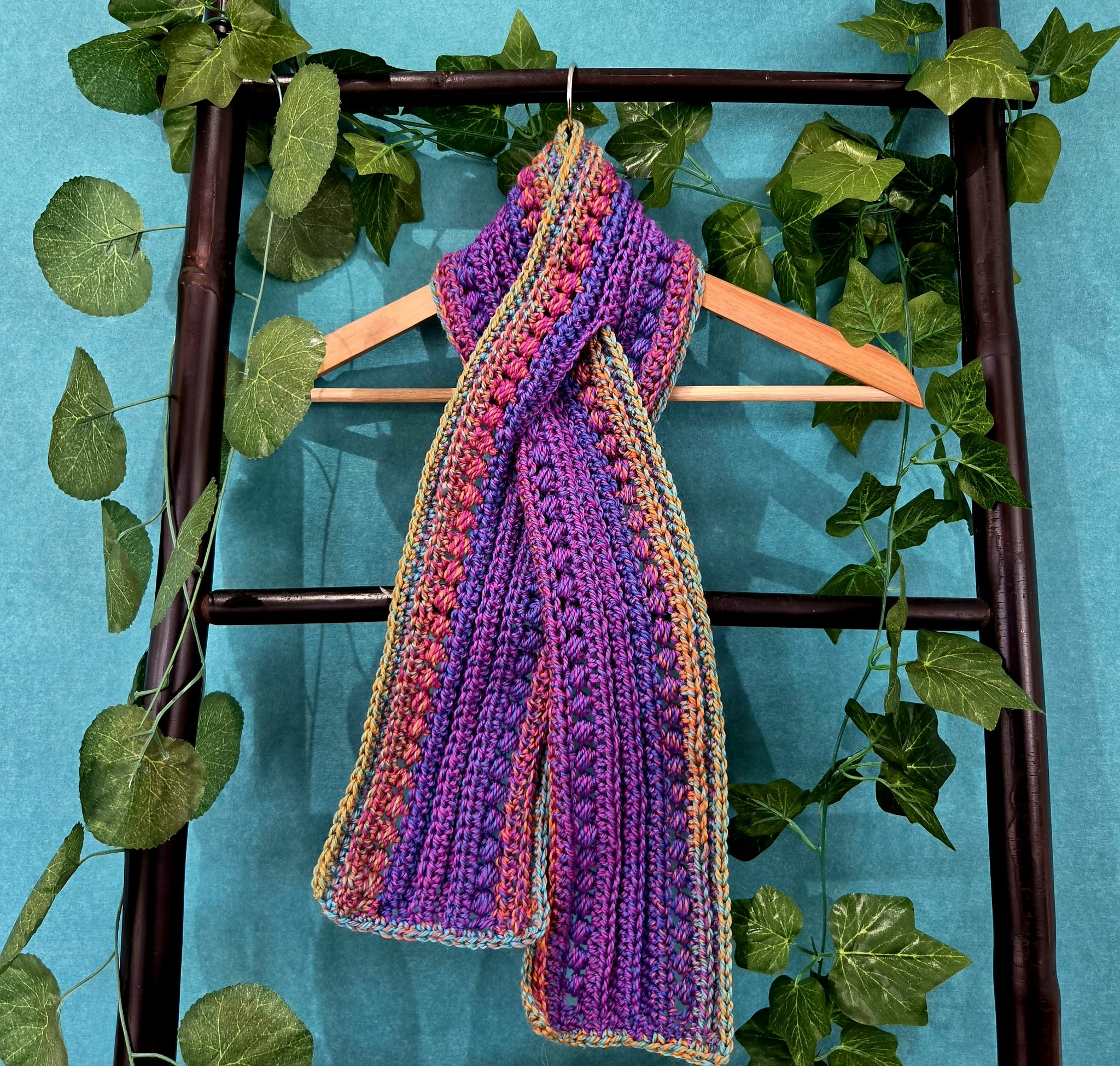 Crochet Keyhole Scarf | Handmade Adult Neckwarmer | Multi Colour Scarf