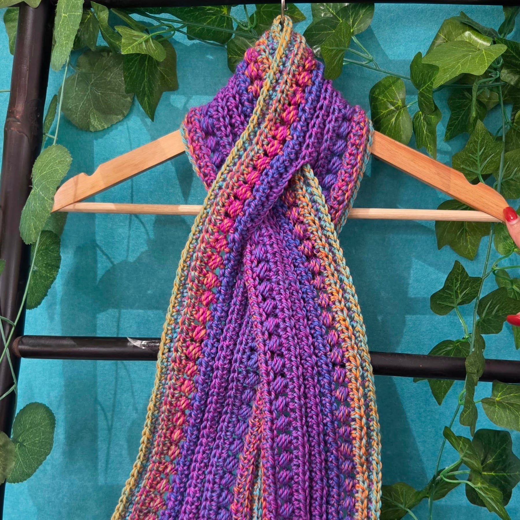 Crochet Keyhole Scarf | Handmade Adult Neckwarmer | Multi Colour Scarf