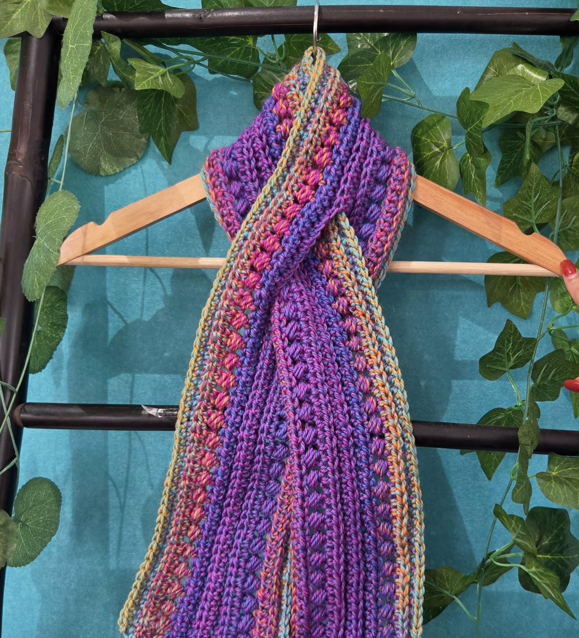 Crochet Keyhole Scarf | Handmade Adult Neckwarmer | Multi Colour Scarf