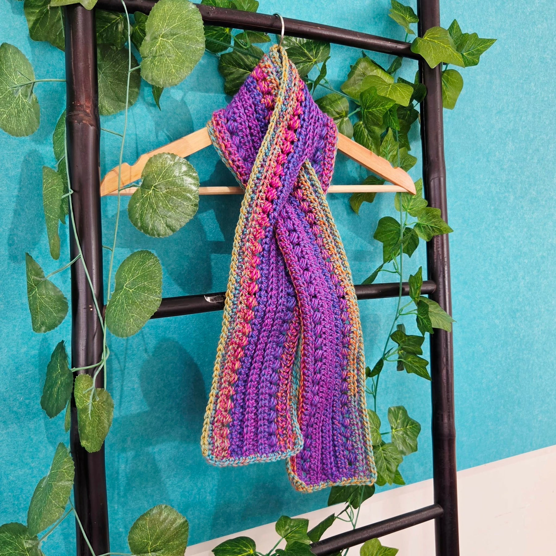 Crochet Keyhole Scarf | Handmade Adult Neckwarmer | Multi Colour Scarf