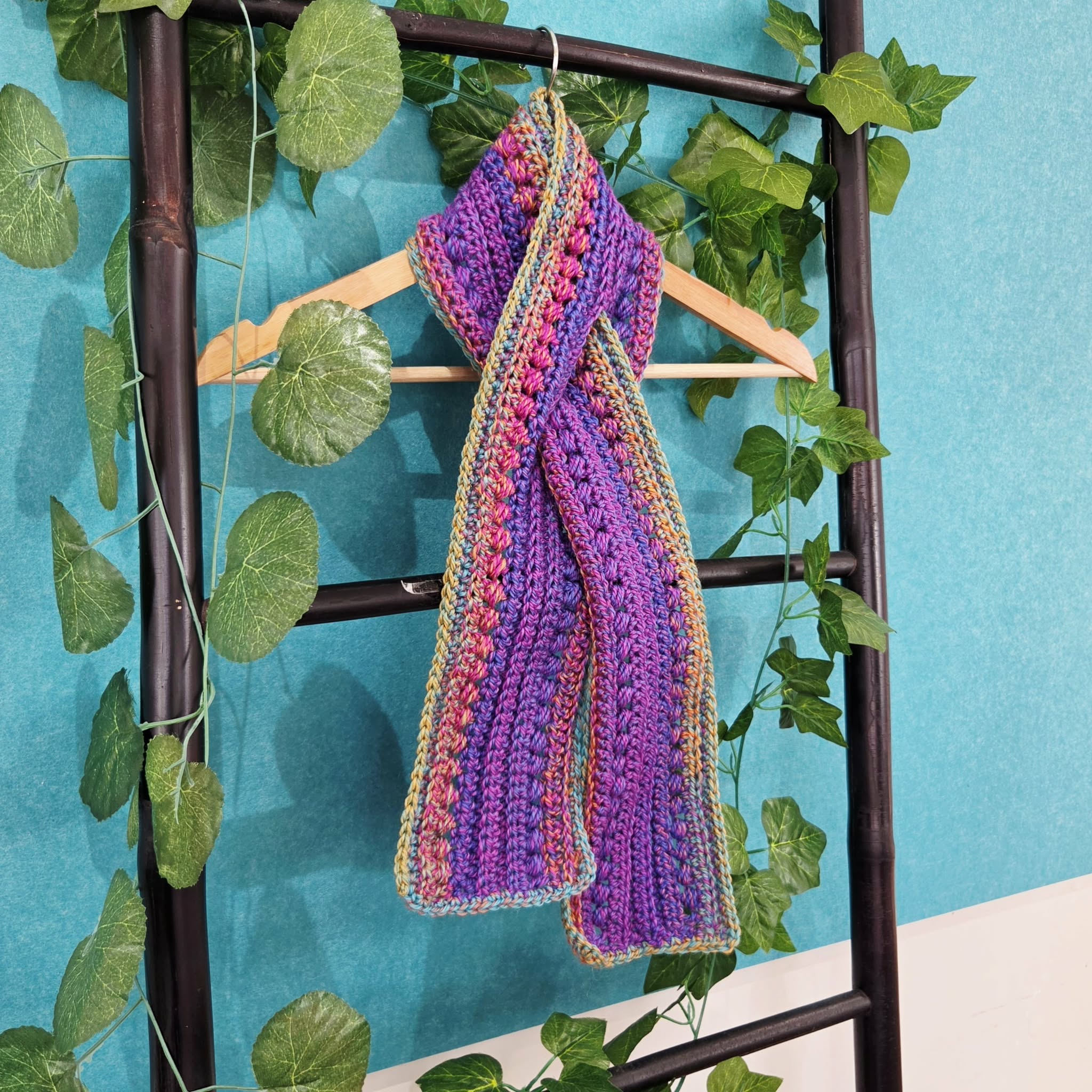 Crochet Keyhole Scarf | Handmade Adult Scarf | Multi Colour Scarf