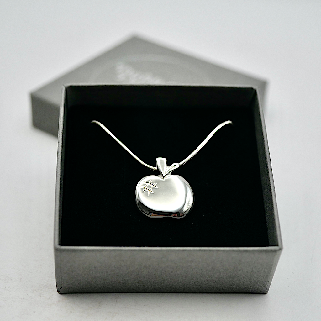 Limited Edition - Apple - Handmade Sterling Silver Pendant with Snake Chain