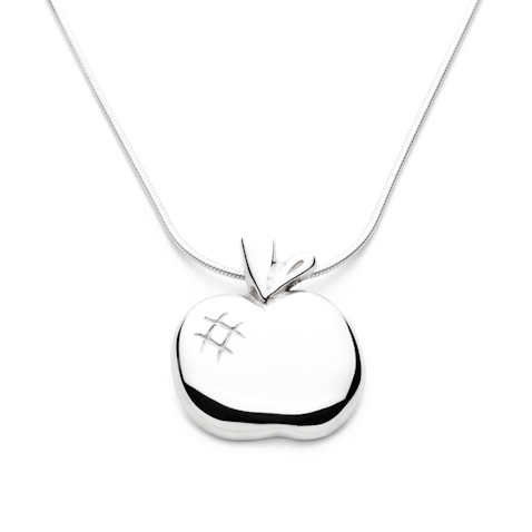 Limited Edition - Apple - Handmade Sterling Silver Pendant with Snake Chain