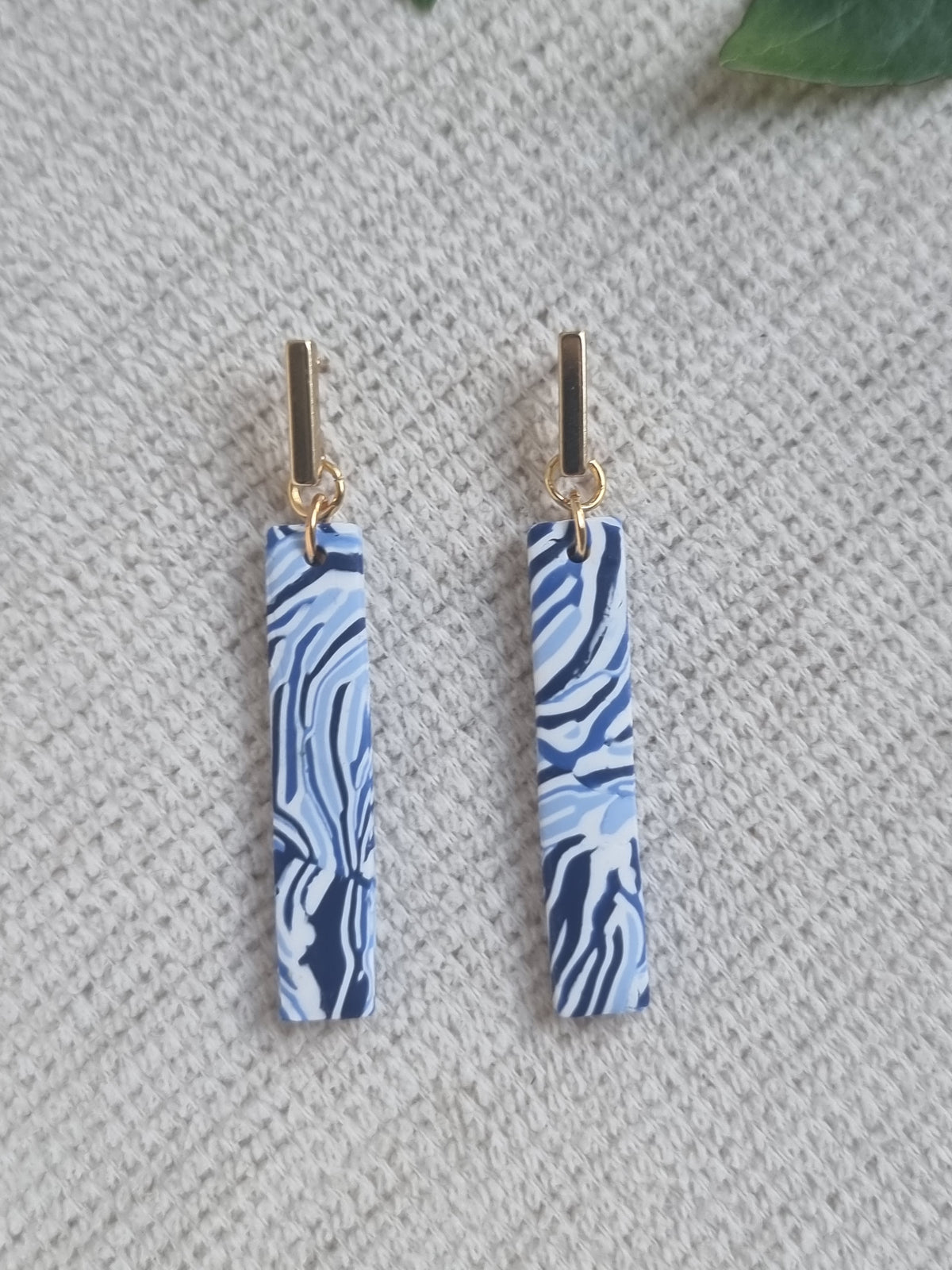 Blue Lagoon Small Dangles - Organic stripe design