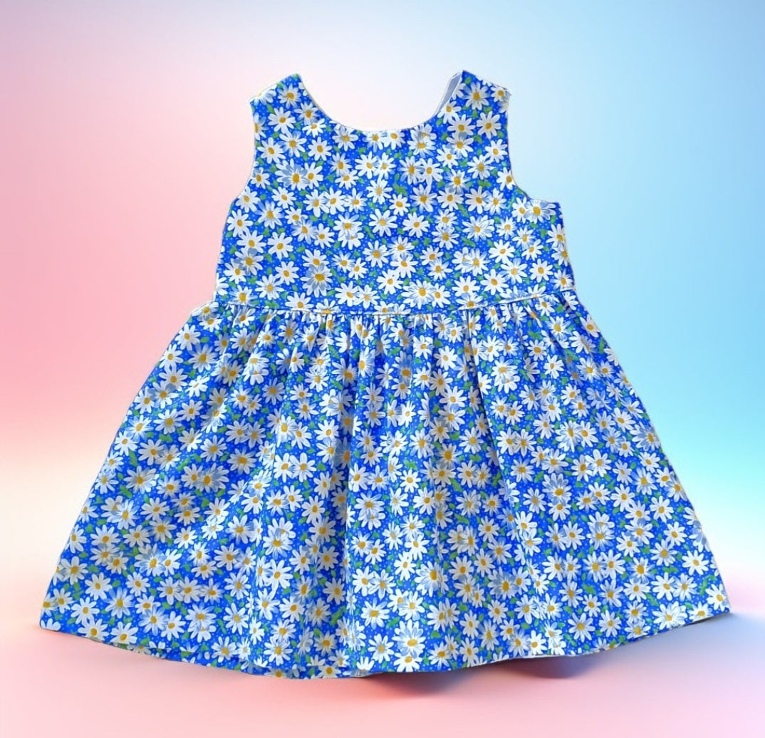 Handmade Daisy Summer Dress & Matching Sun Hat – Girls Cotton Outfit