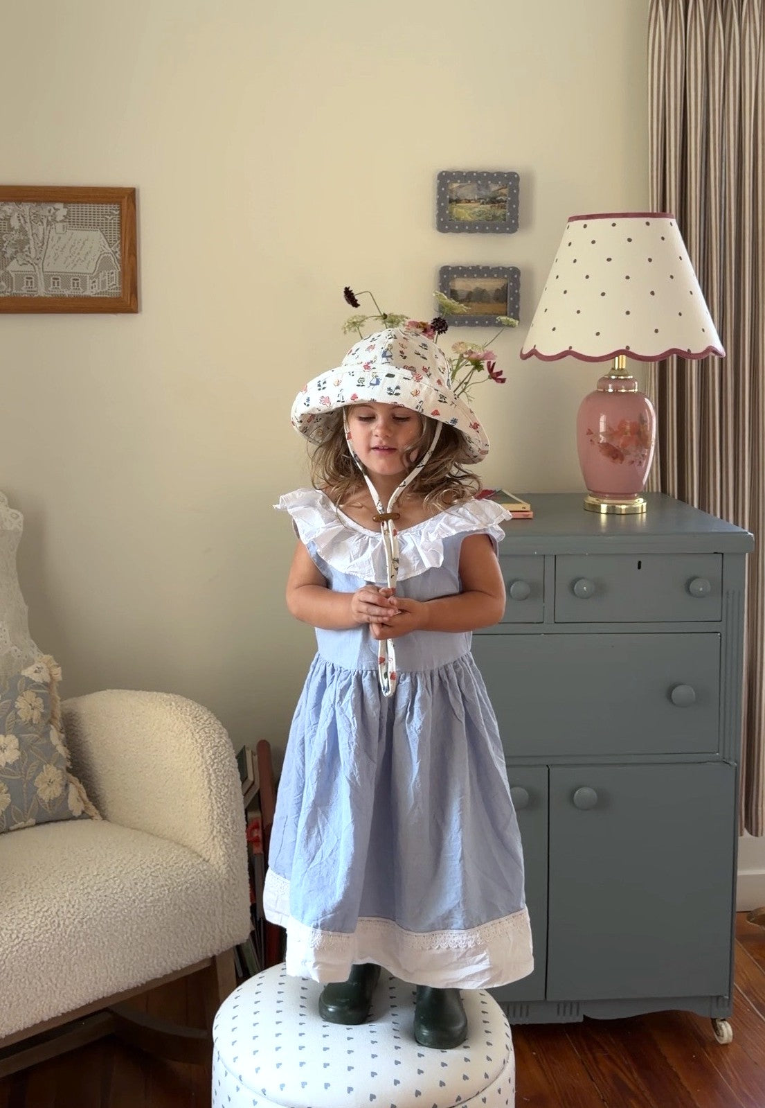 Kids Wide Brim Cotton Summer Sun Hat, Alice Summer Sun Hat
