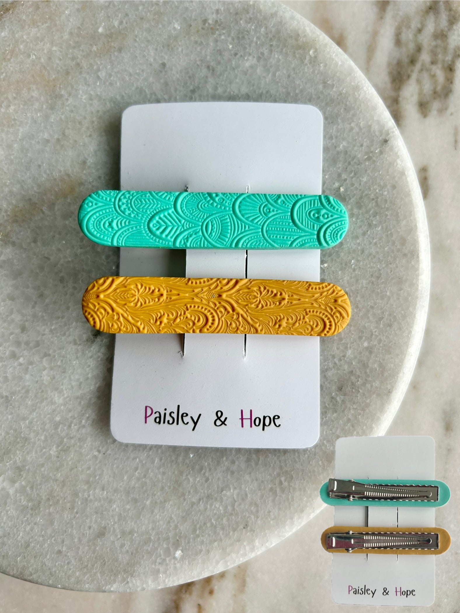 Polymer Clay Hair Clip - pack of 2 - Choose colour/design