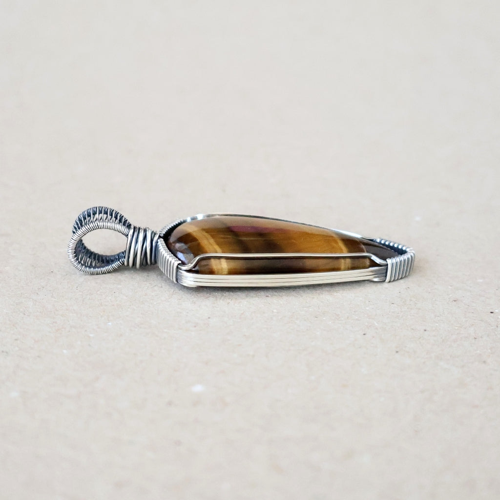 Sterling Silver Tiger Eye Pendant ~ Talisman of Confidence