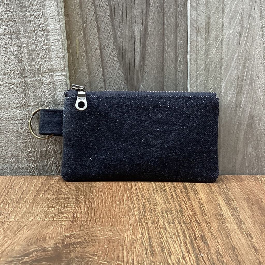 Small Keyring Pouch - Black Upcycled Denim