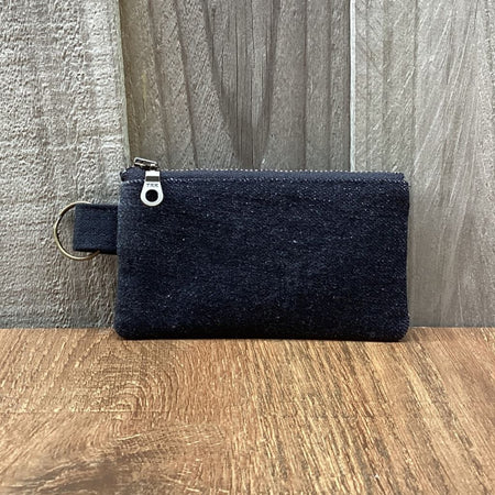 Small Keyring Pouch - Black Upcycled Denim