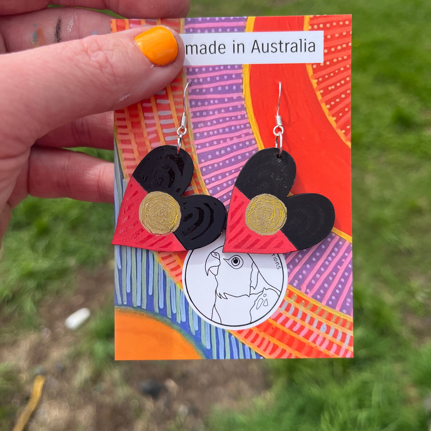 Aboriginal Flag Heart Earrings