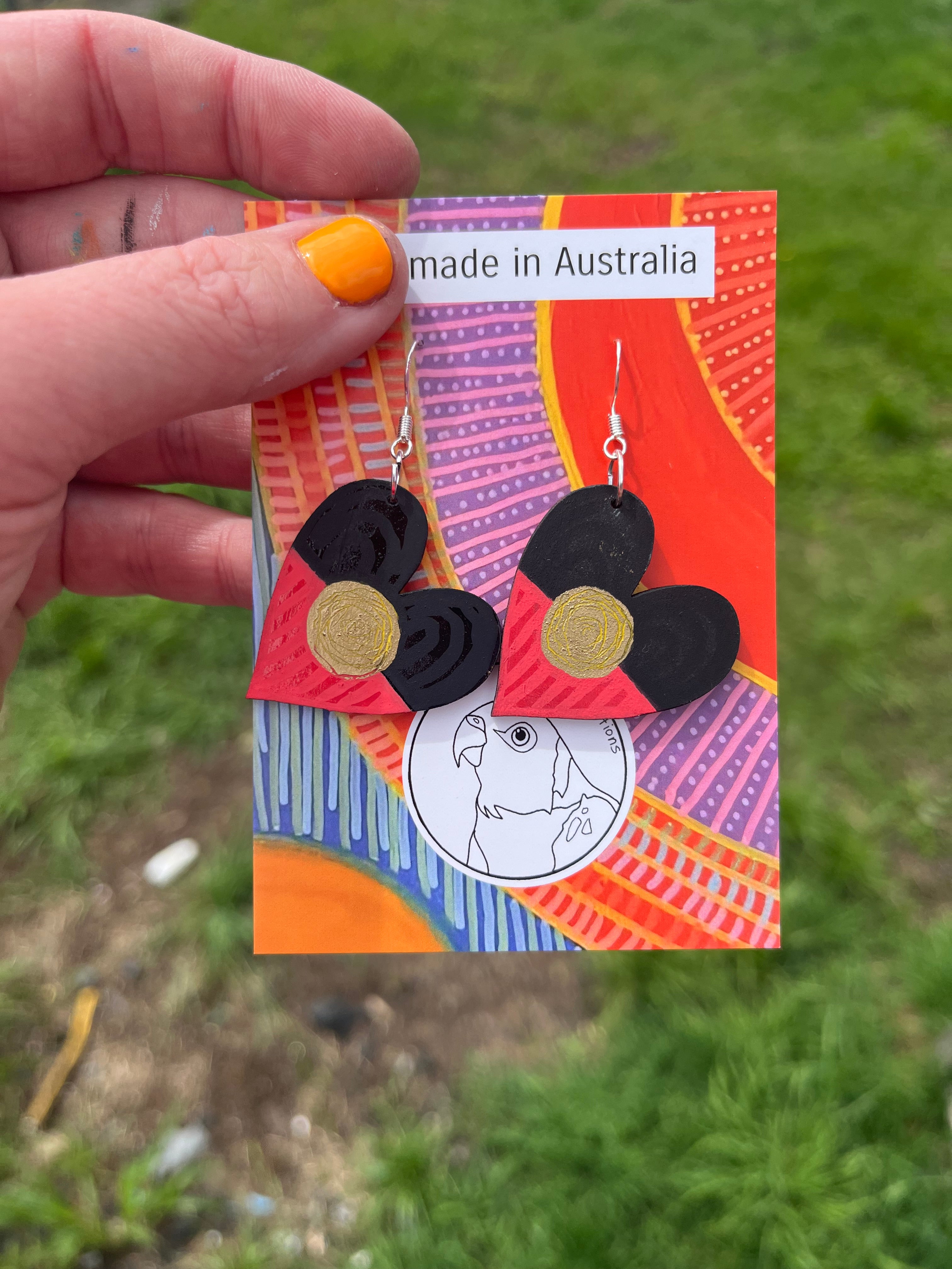 Aboriginal Flag Heart Earrings
