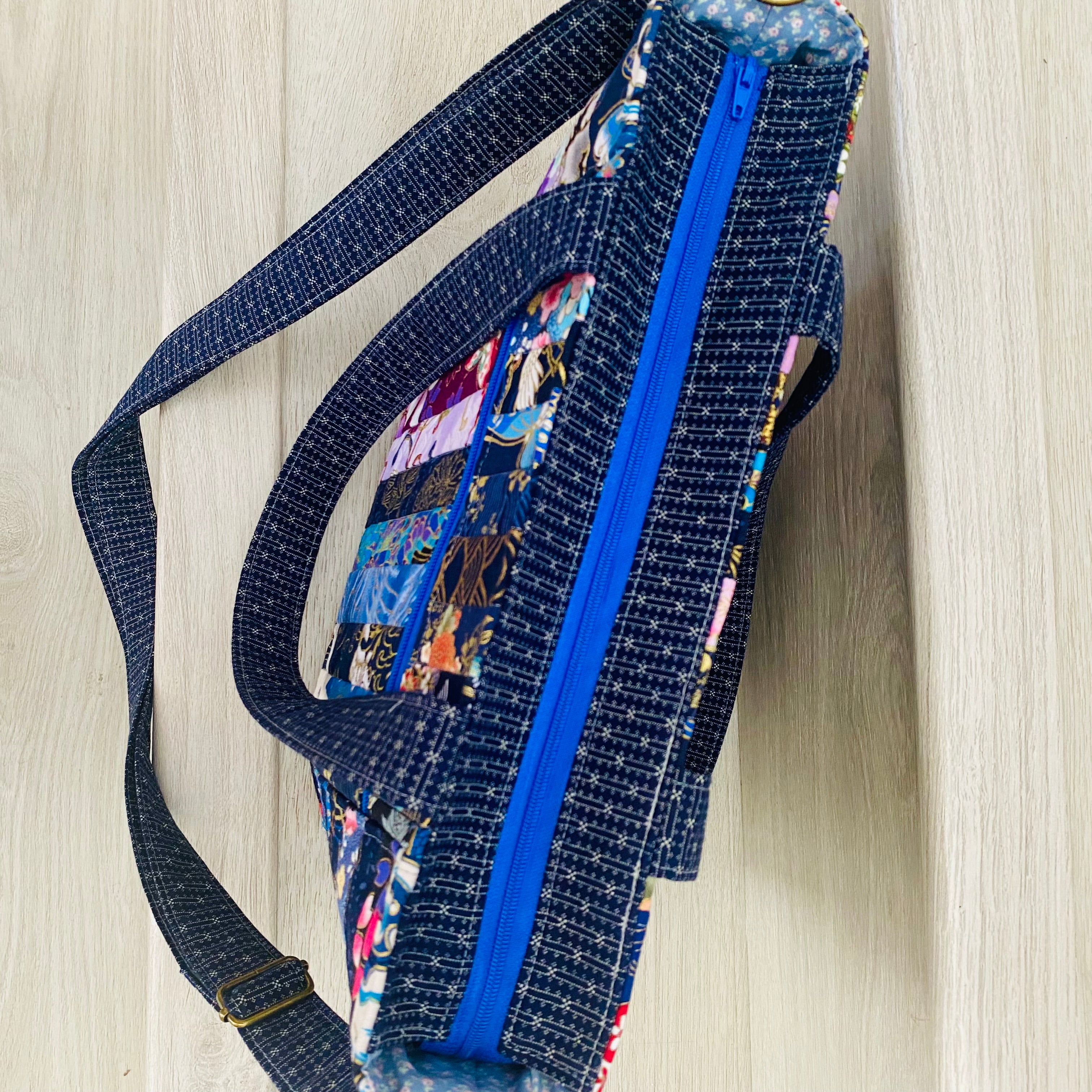 Midnight Sakura crossbody patchwork tote