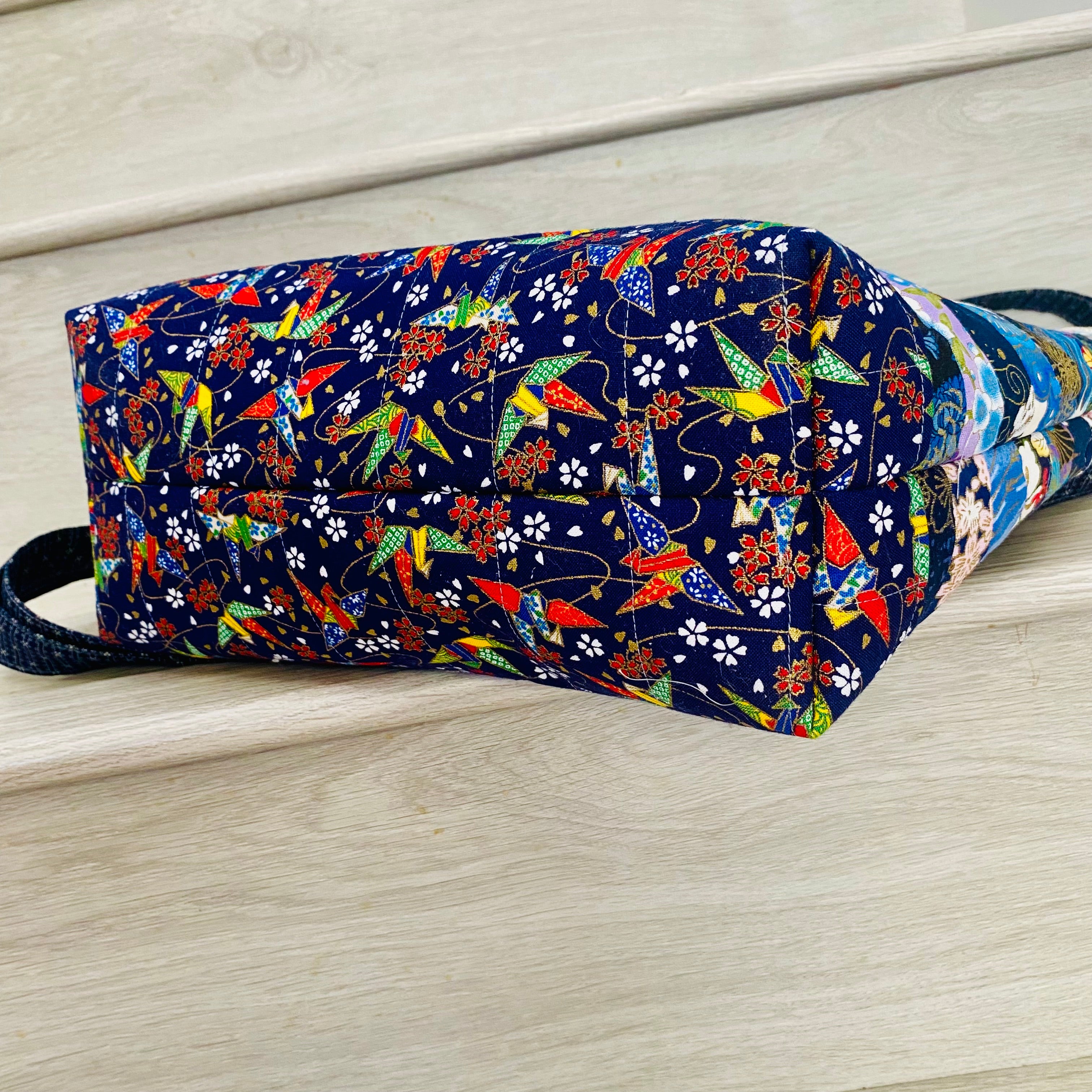 Midnight Sakura crossbody patchwork tote