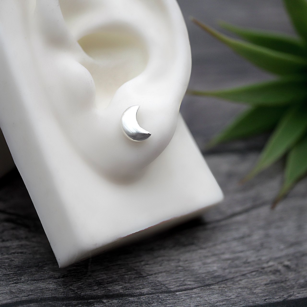 Moon Studs - Handmade Sterling Silver Studs by Purplefish Designs