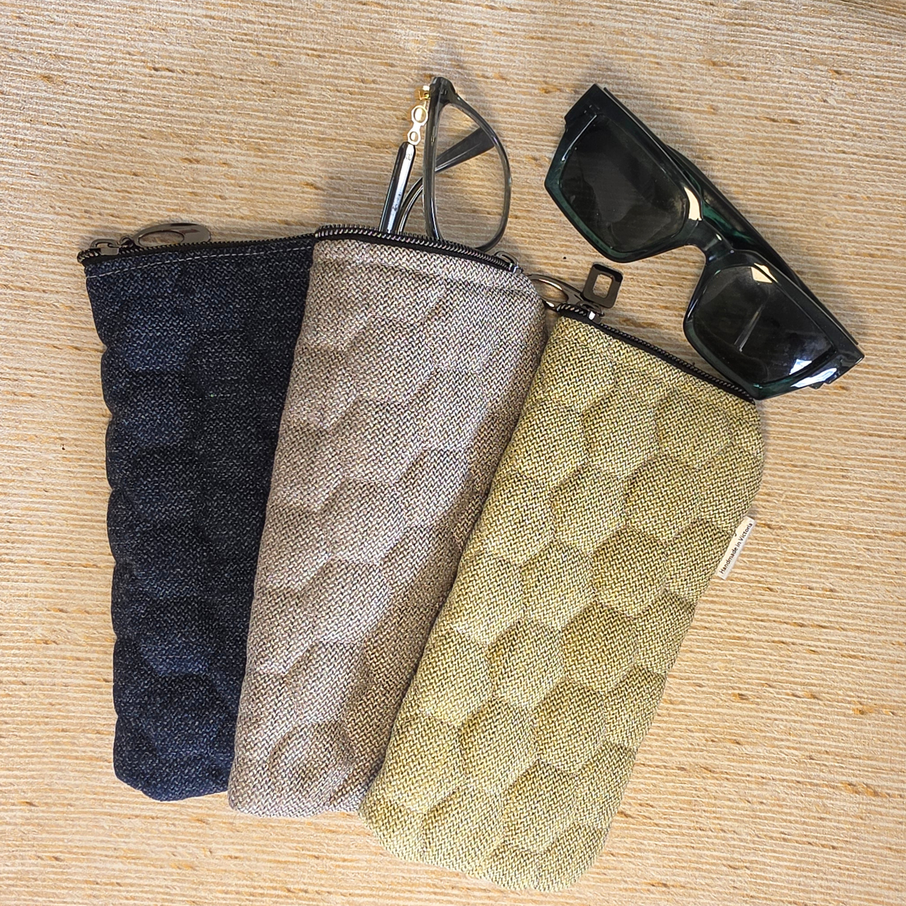 Quilted glasses and sunglasses case, handmade and upcycled