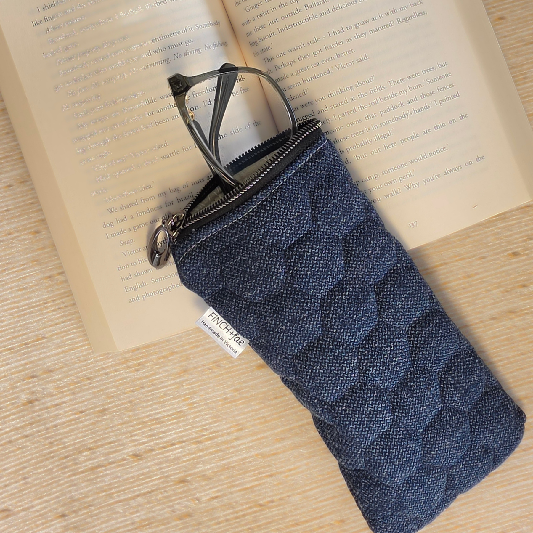 Quilted glasses and sunglasses case, handmade and upcycled