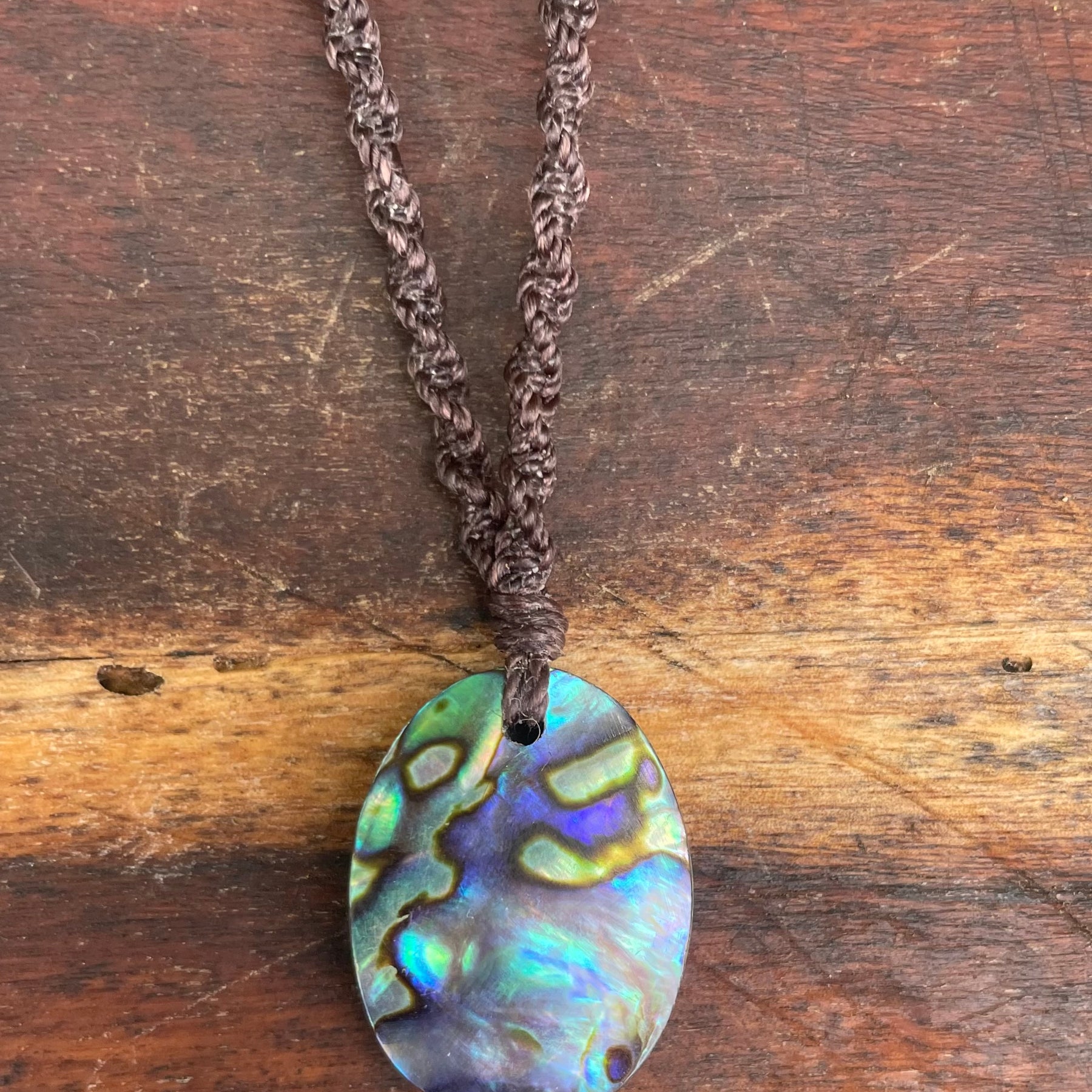 Abalone Shell Pendant, Macrame necklace adjustable, boho