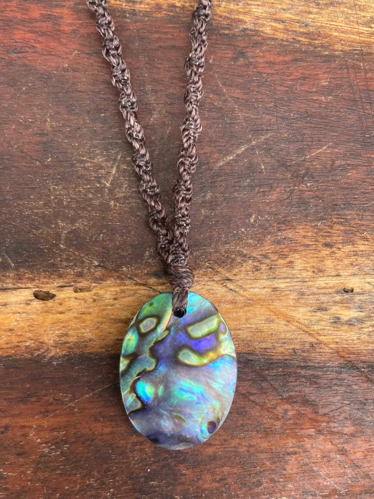 Abalone Shell Pendant, Macrame necklace adjustable, boho