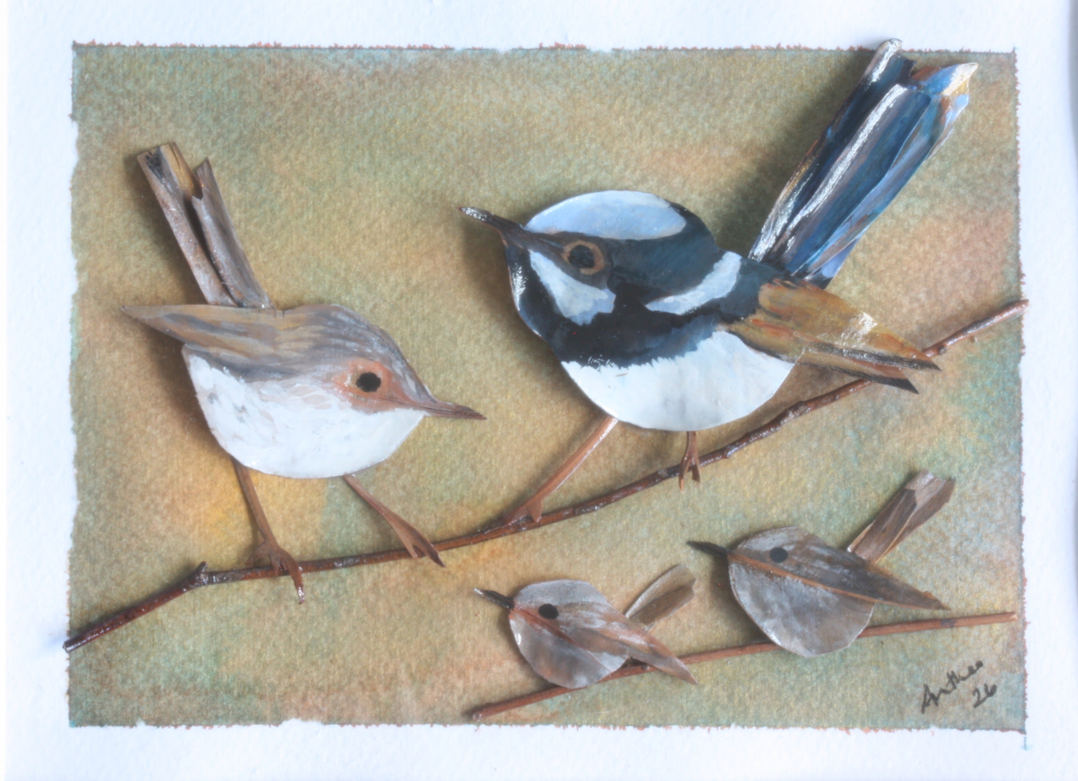 Fairy Wren Family Original Artwork