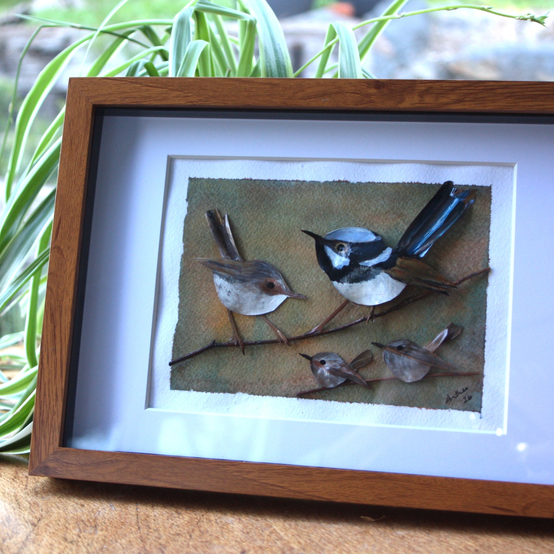 Fairy Blue Wren Family Original Artwork