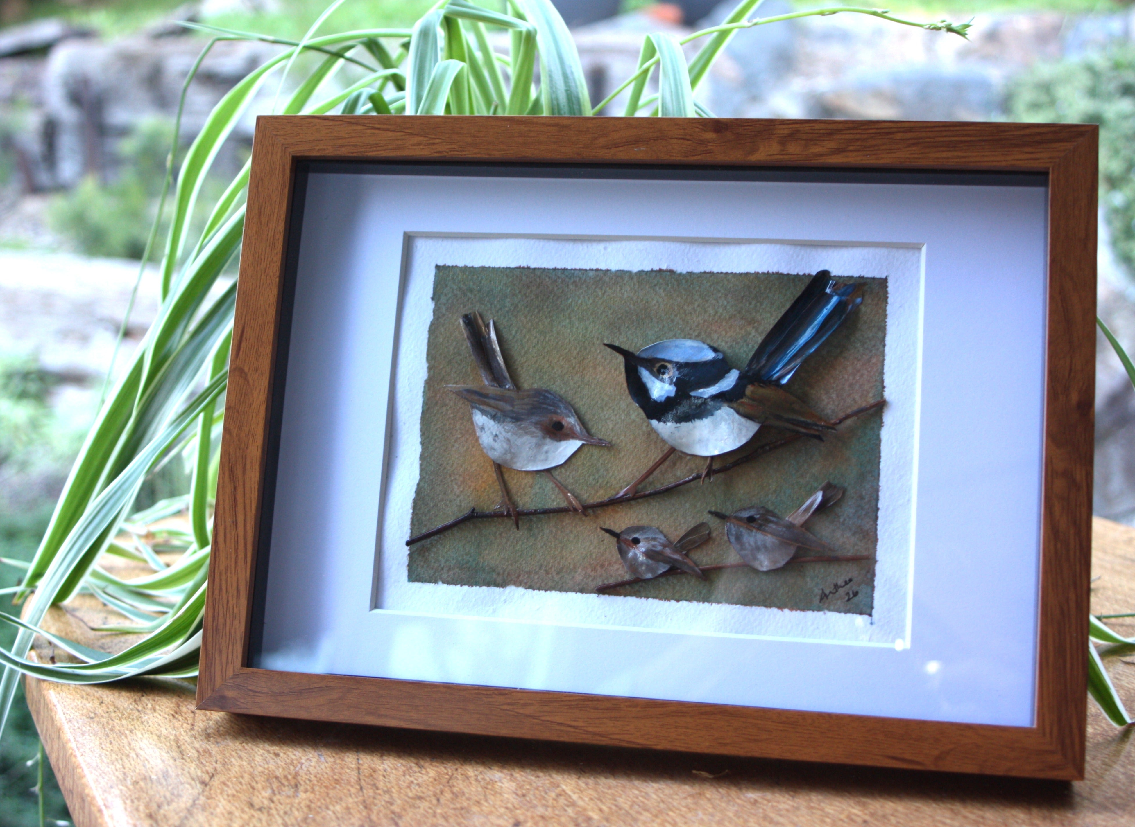 Fairy Blue Wren Family Original Artwork