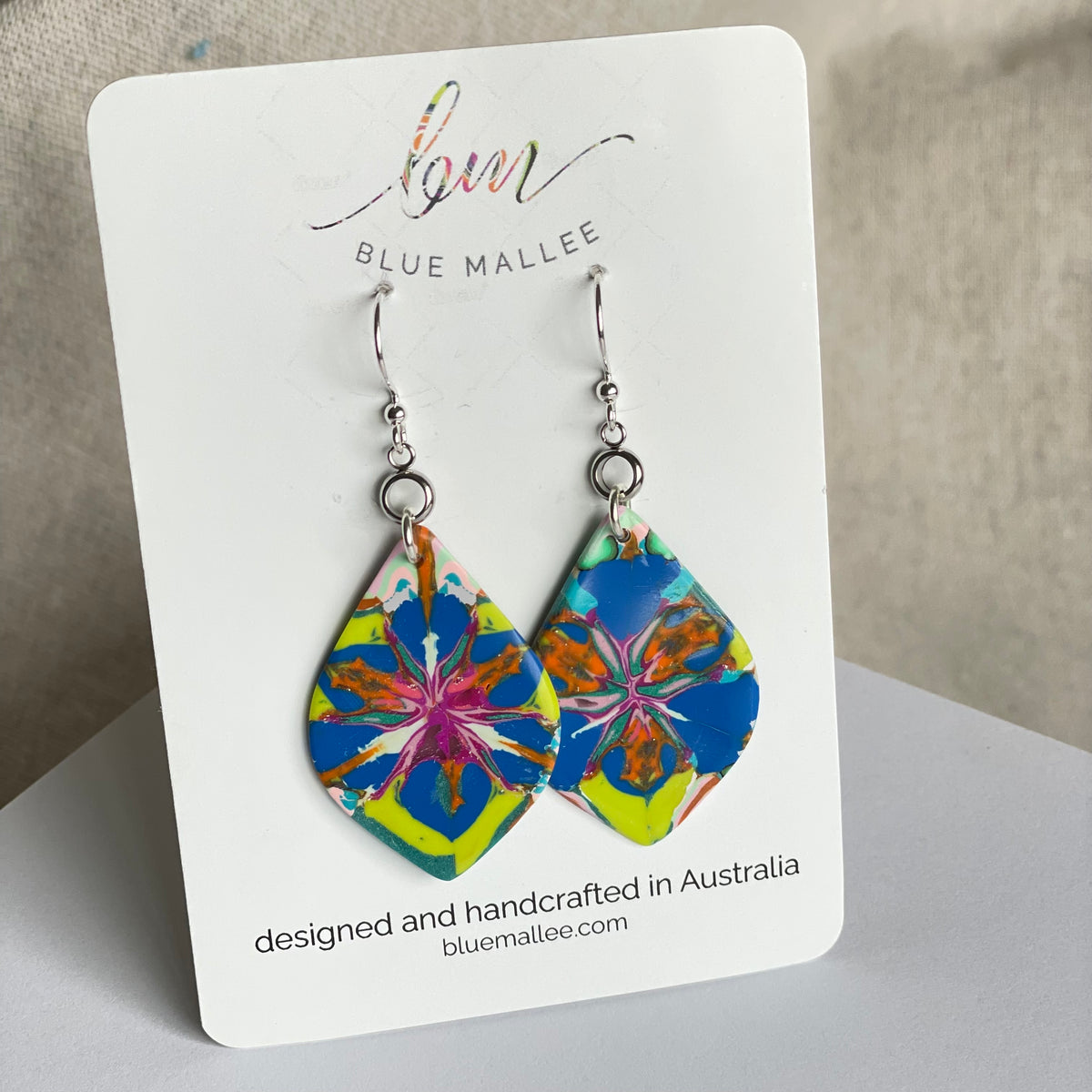 Abstract Teardrop Polymer Clay Earrings - Paint Splash