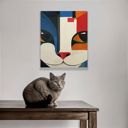 Cubist Cat Painting Wall Art