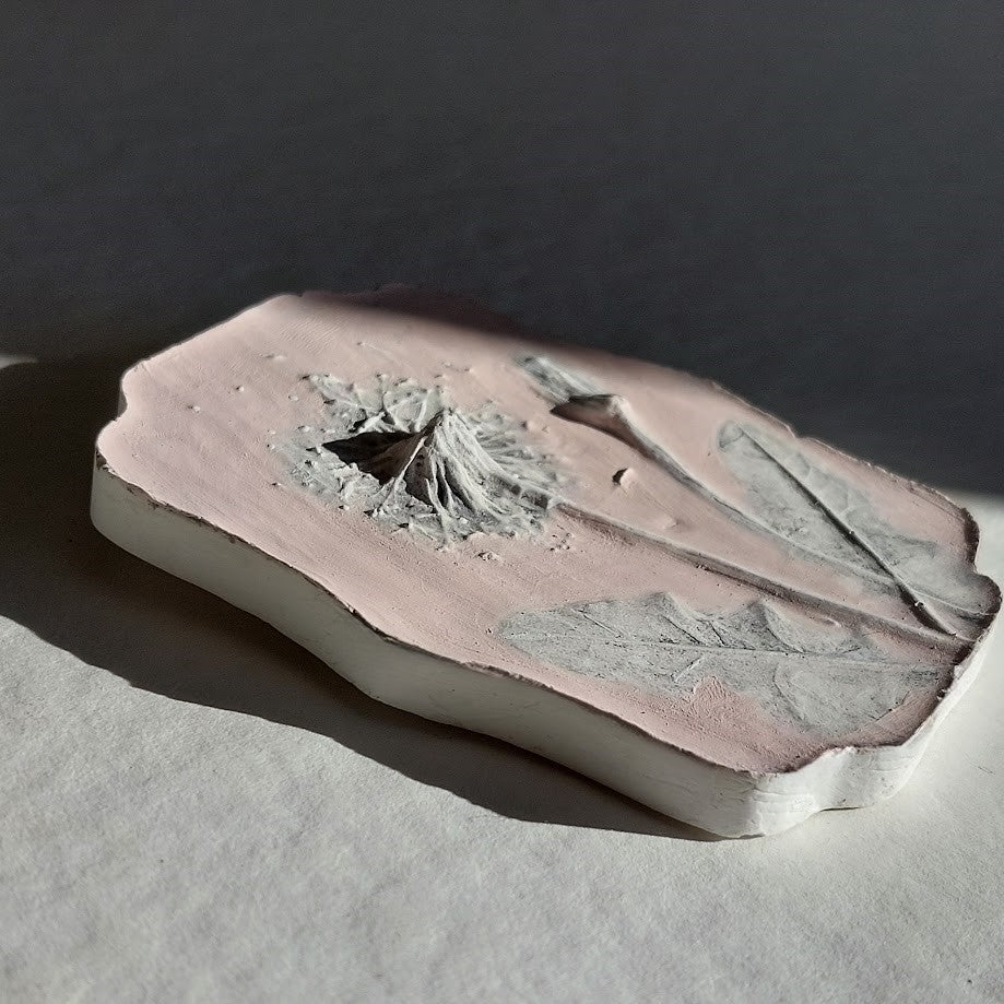 Hand-pressed Dandelion Wall Art | Floral Bas-Relief Plaster Plaque