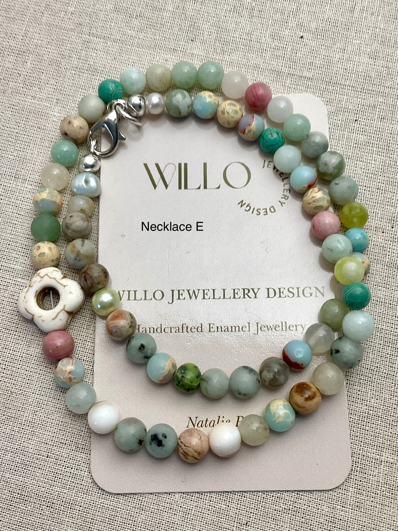 Beaded gemstone necklaces. Assorted