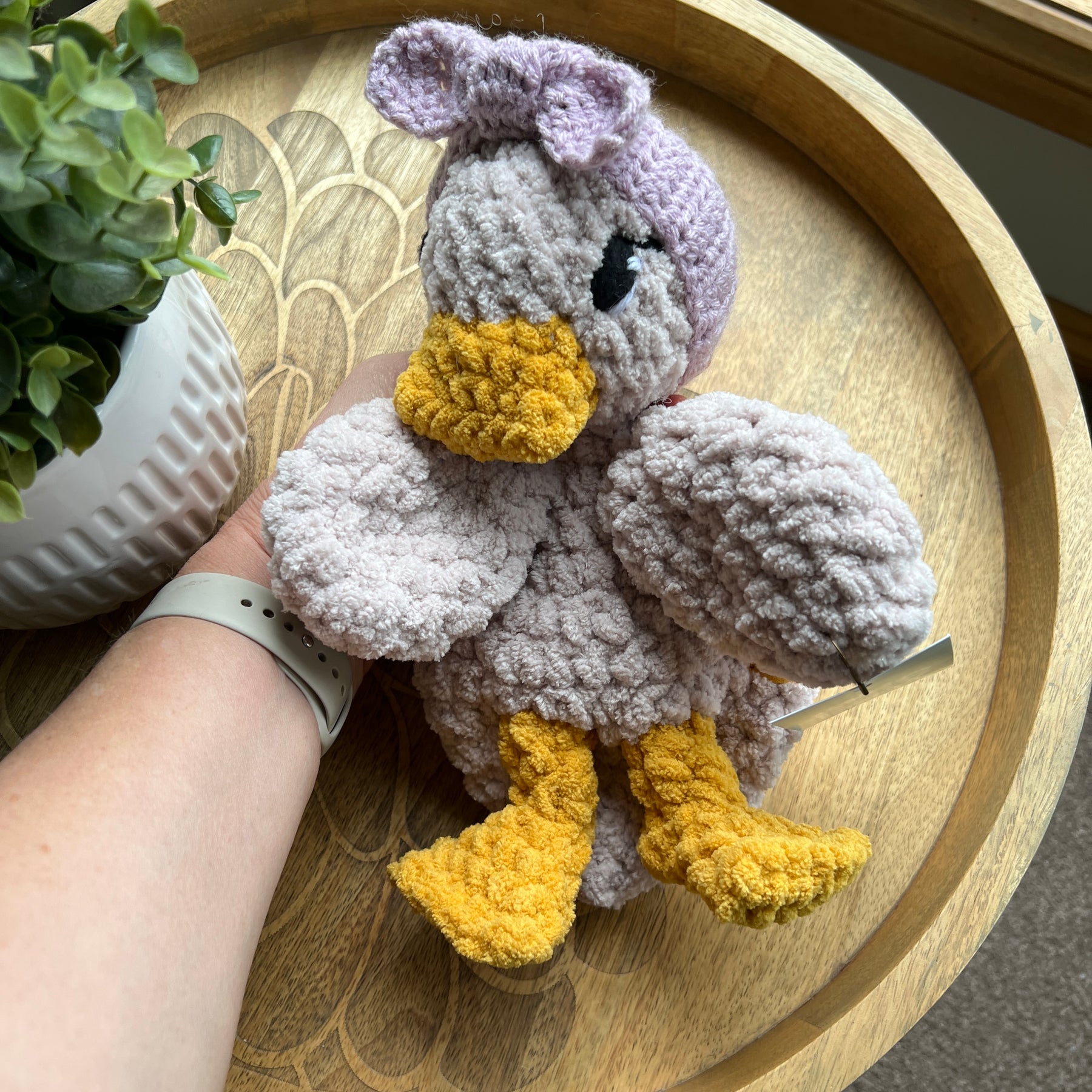 Handmade Modern crochet Della Duck Lovey MADE TO ORDER