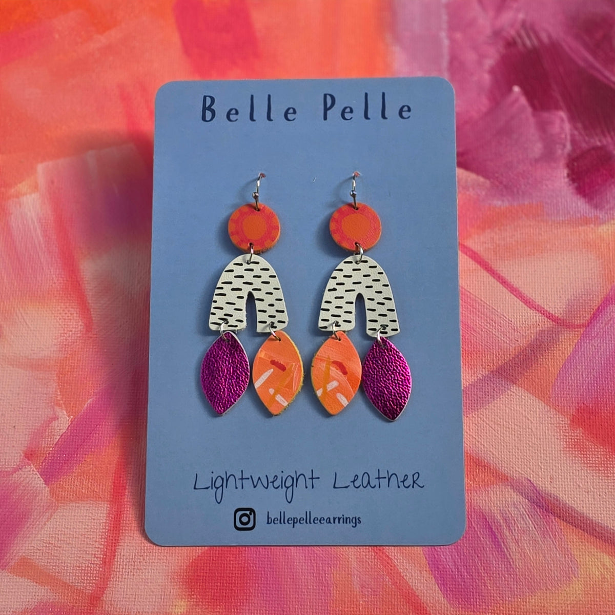 Classica Musa Leather Earrings –  Neon Savannah