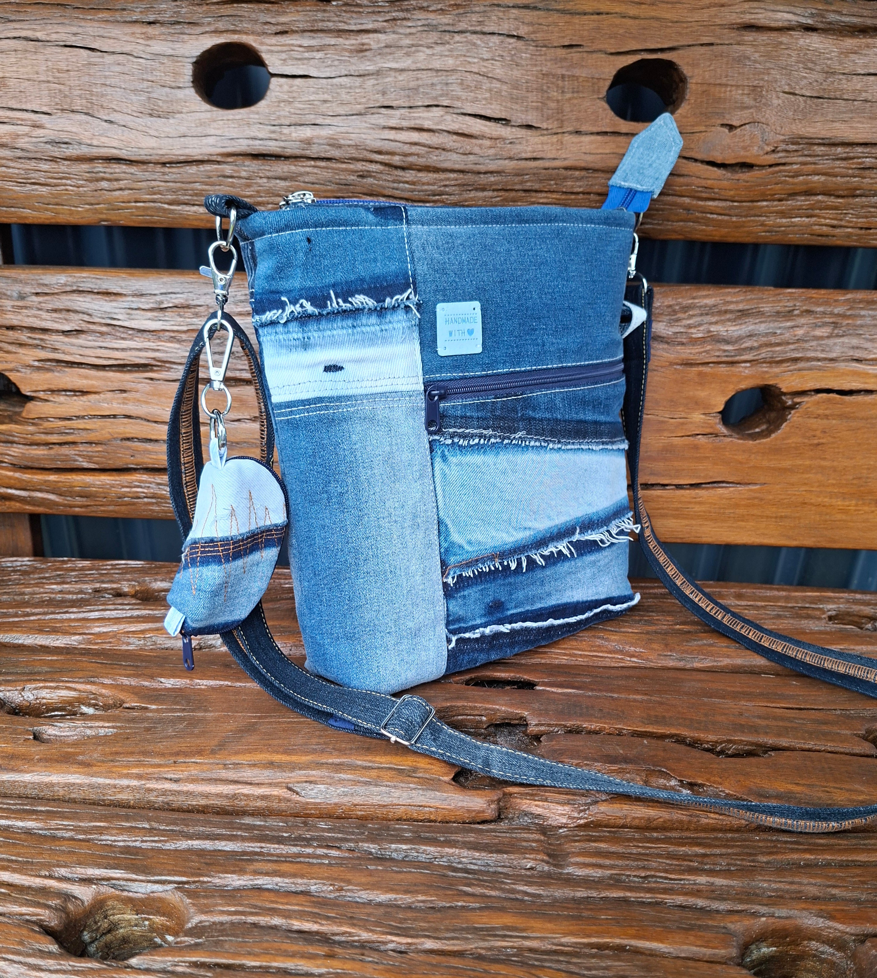 Recycled Denim Unisex Crossbody Bag