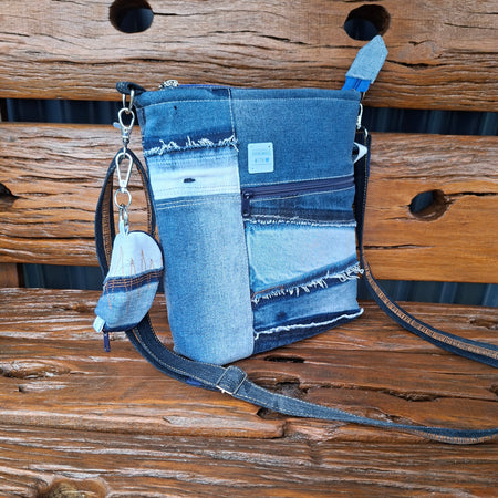 Recycled Denim Unisex Crossbody Bag