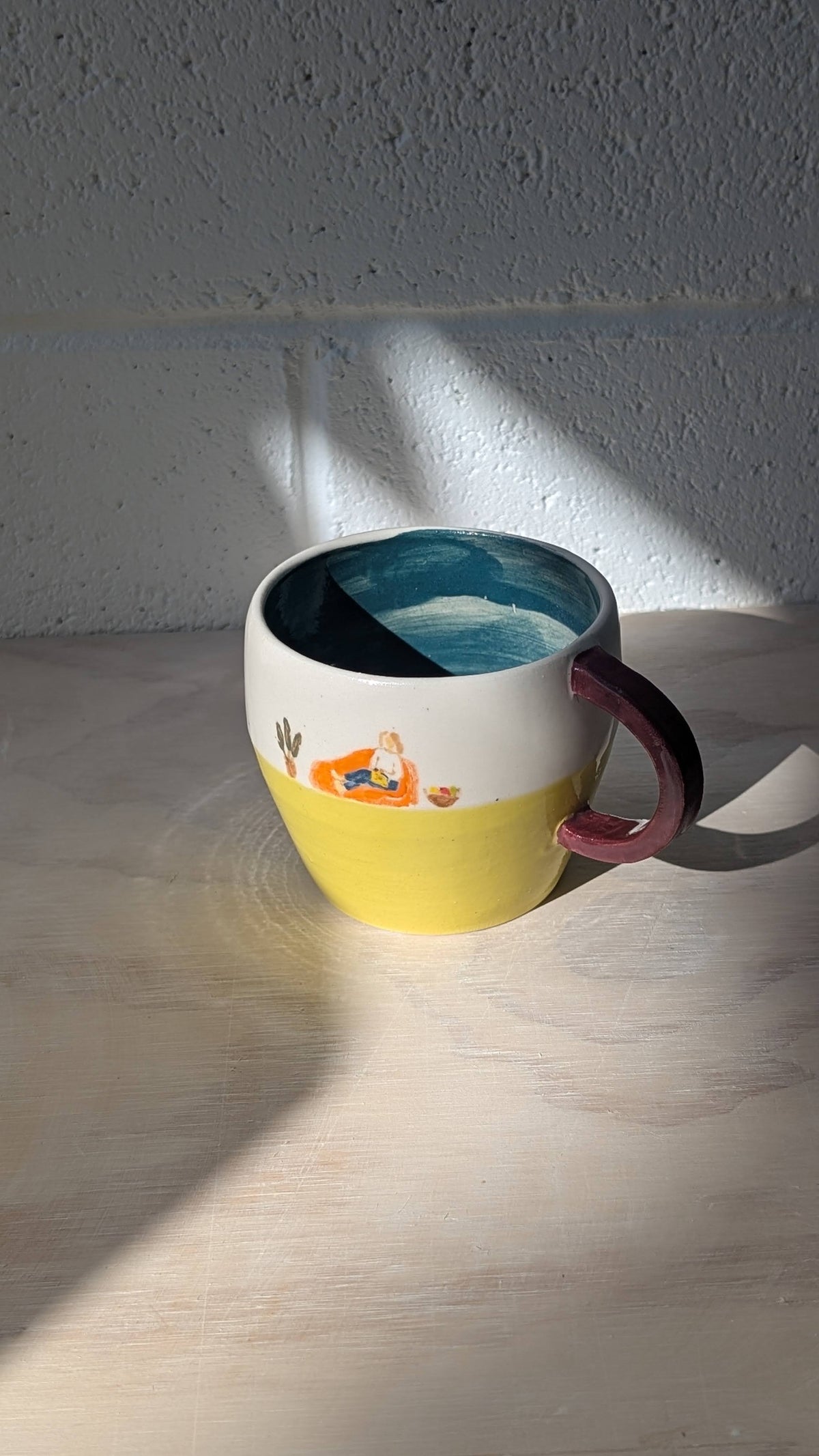 Ceramic handpainted "Crocheting Lady" Mug