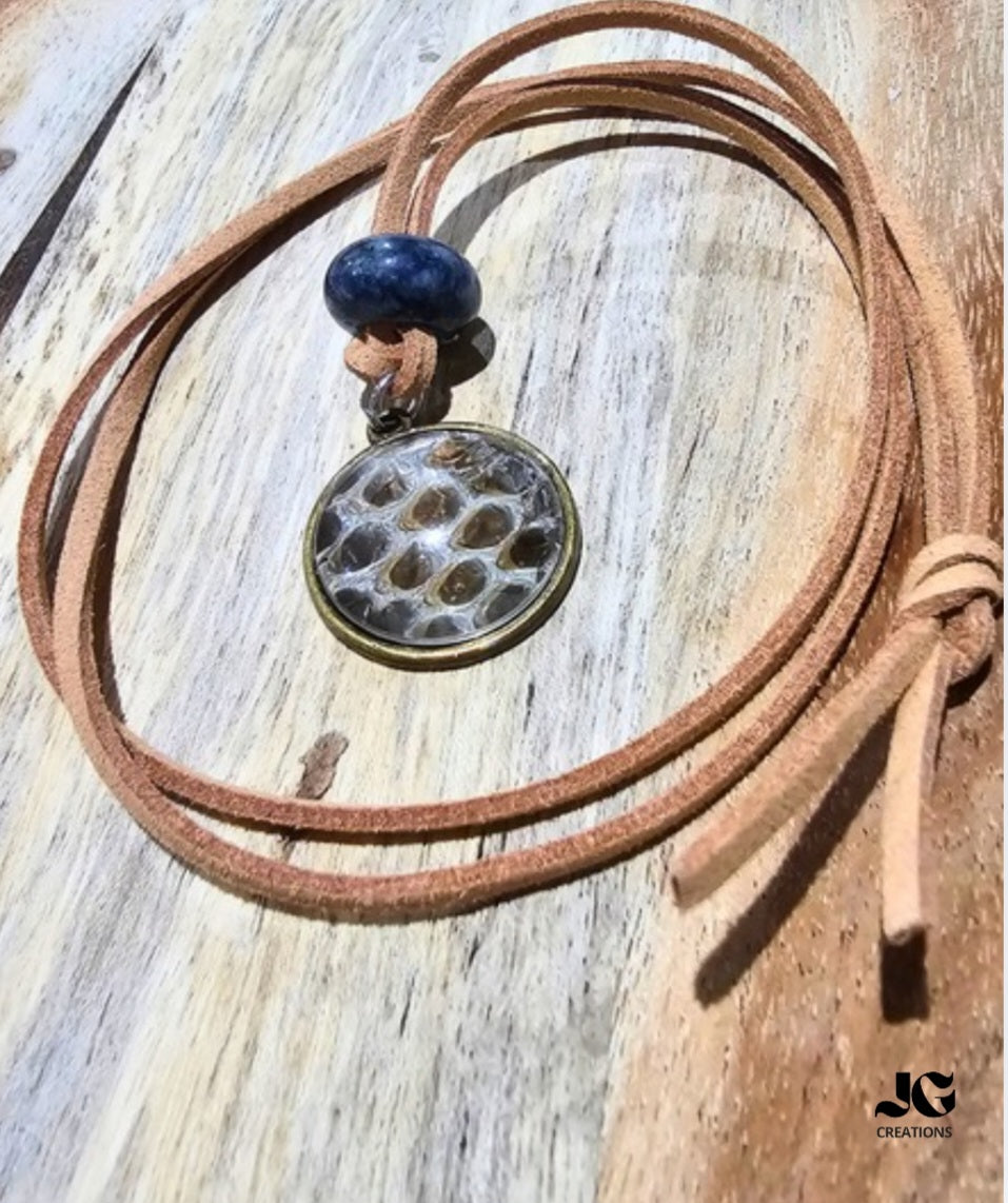 Natural Snakeskin Pendant Necklace - Earthy Handcrafted Gift