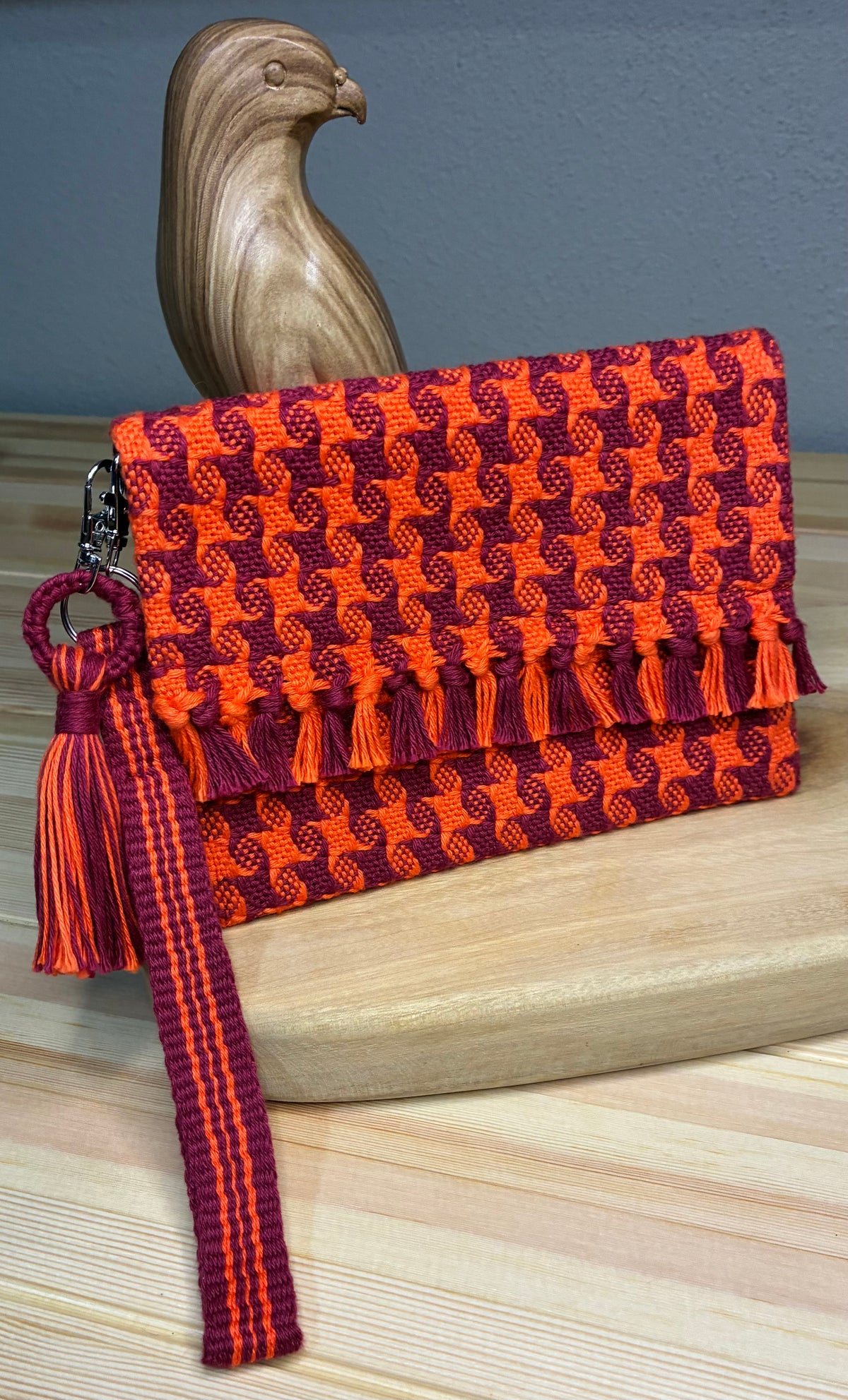 Handwoven Star Twill Fold-Over Clutch Purse
