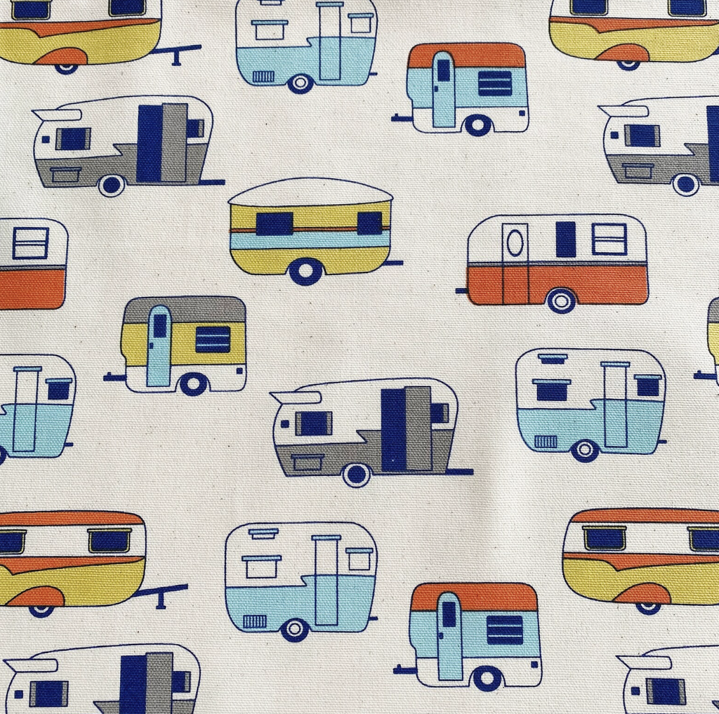 Retro caravans tea towel.