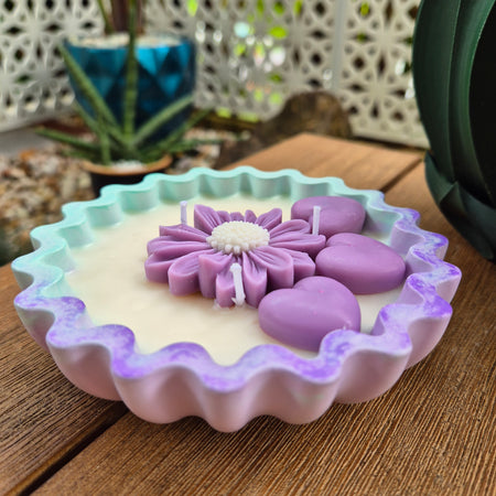 Soy wax eco-concrete bowl candle with sandalwood and rose fragrance