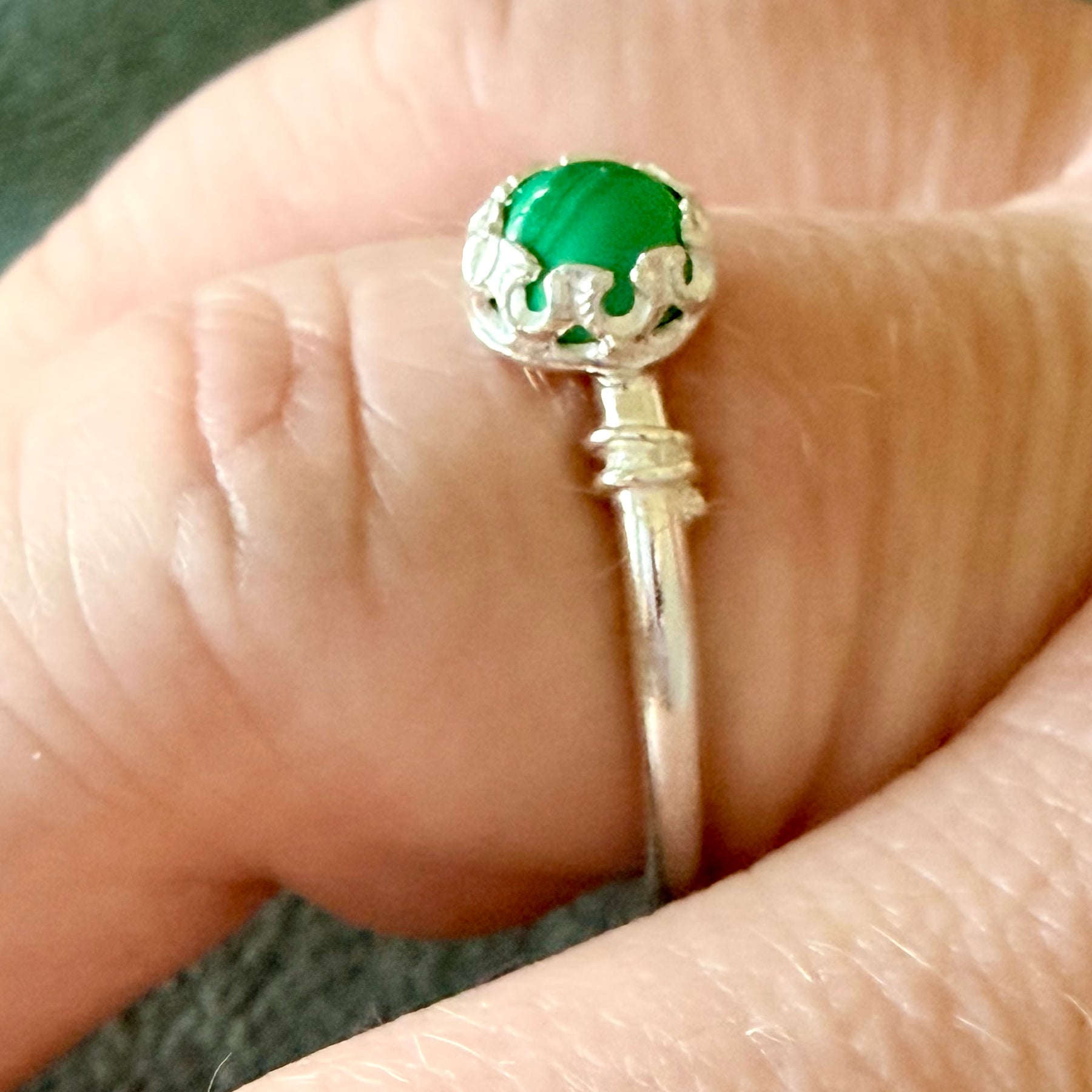 Crown of Malachite Sterling Silver Ring
