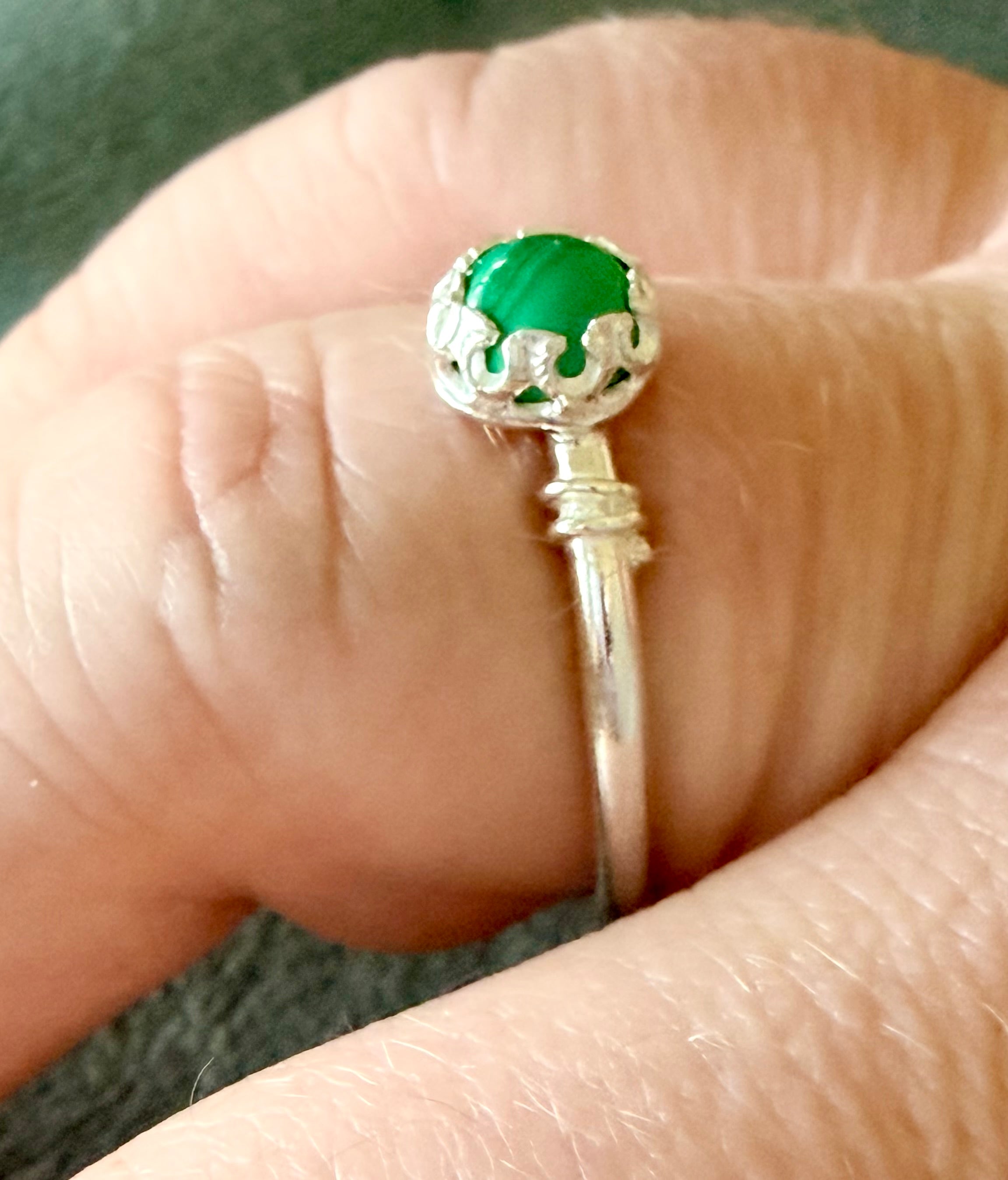 Crown of Malachite Sterling Silver Ring