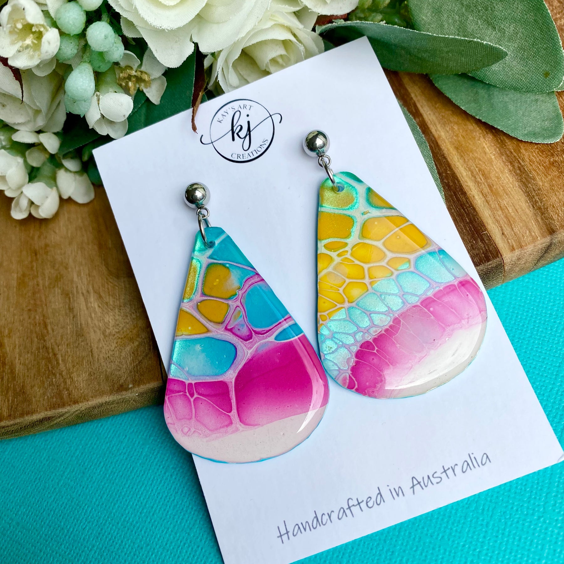 Hand Painted mismatched Dangle Earrings
