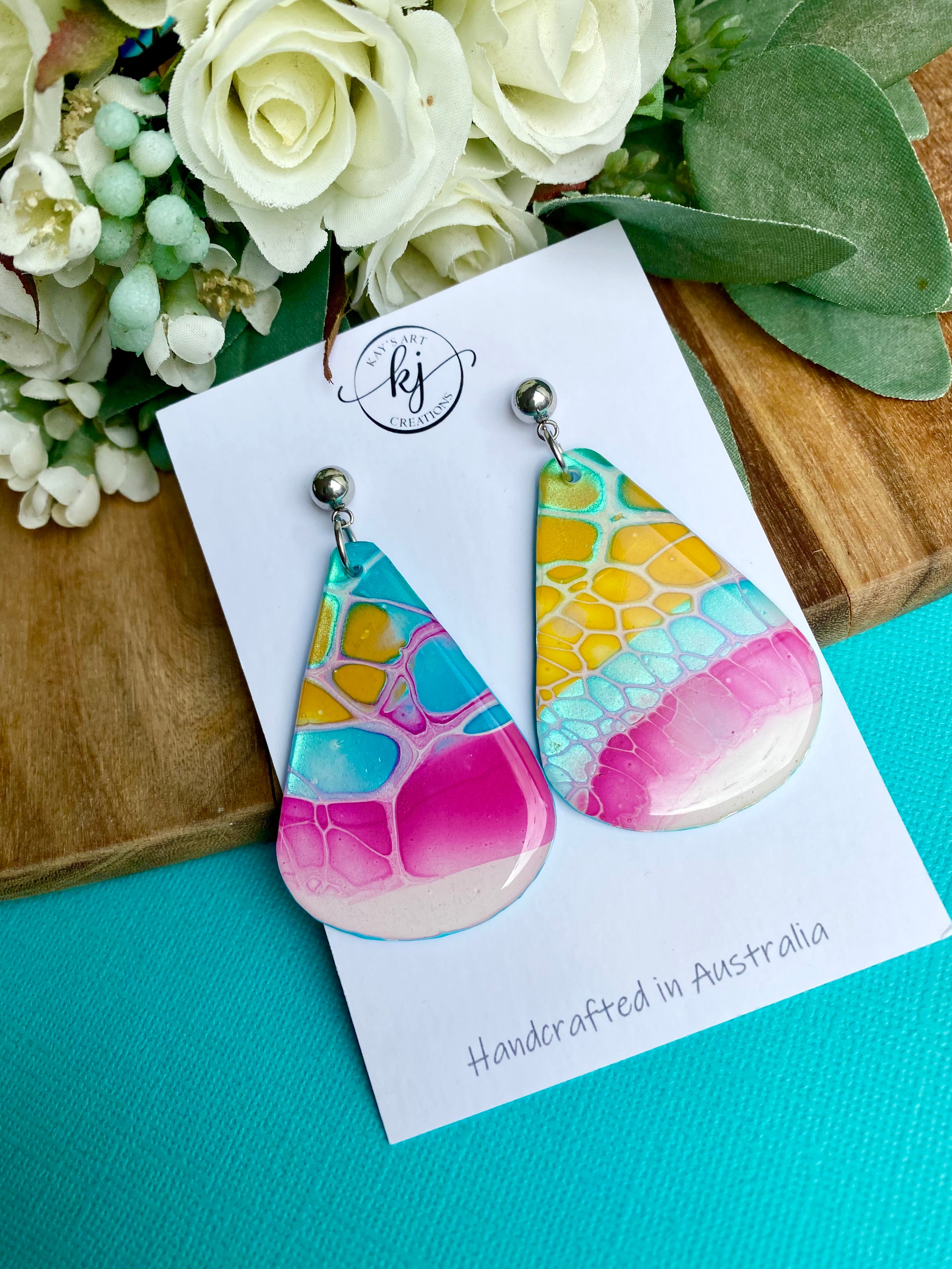 Hand Painted mismatched Dangle Earrings