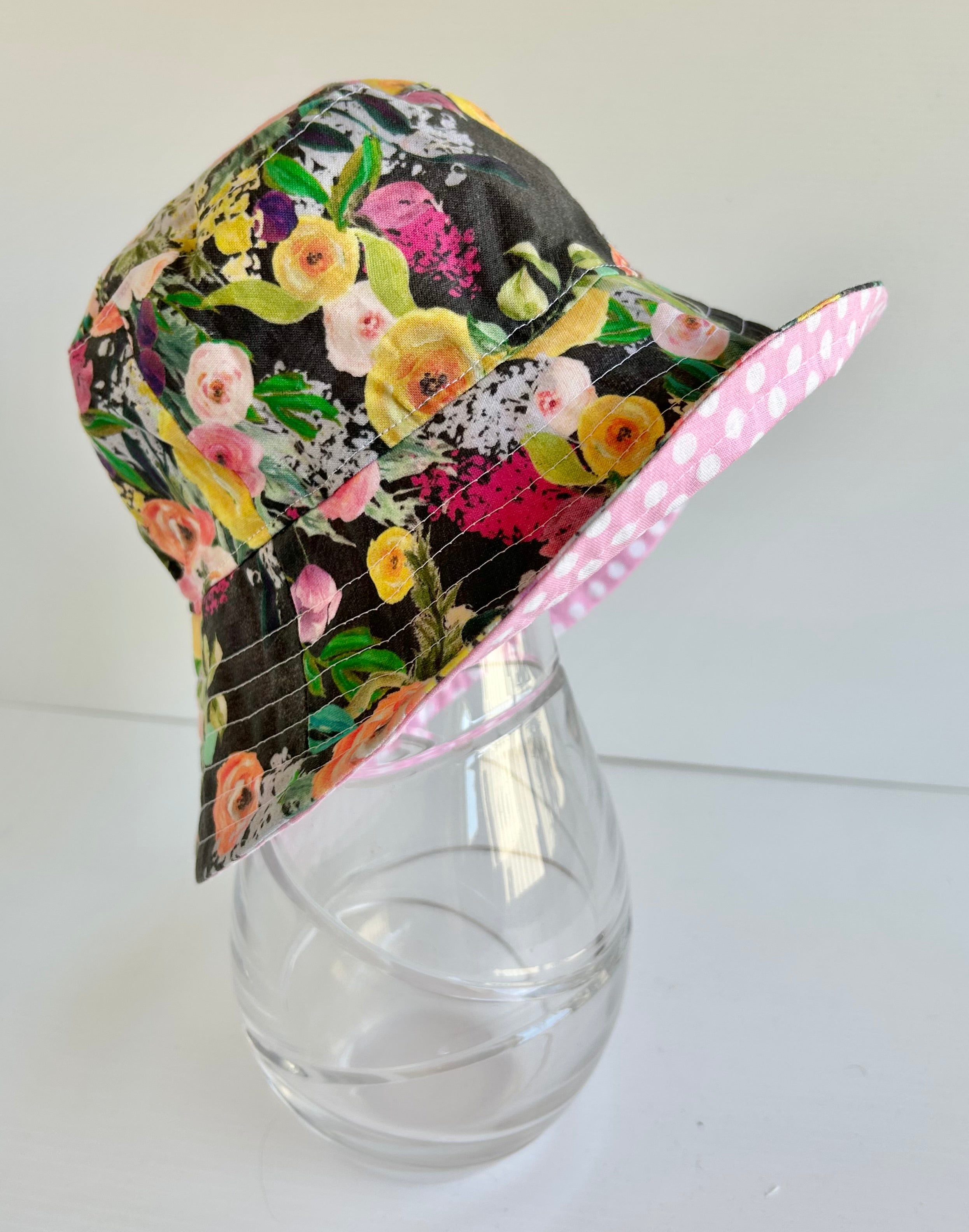 Ready to post- Extra small size wide brim hats with chin strap- reduced price