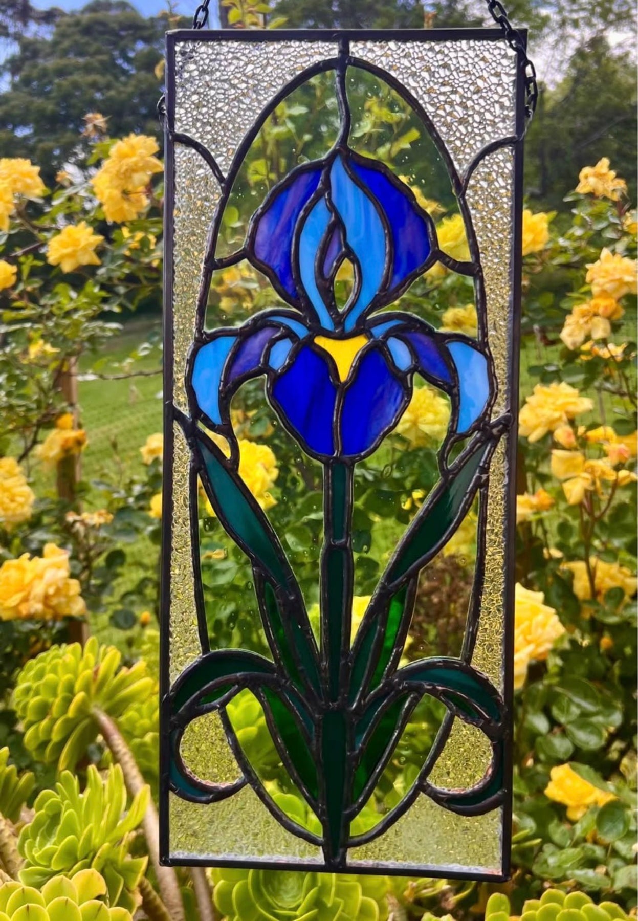 Stained glass Iris panel