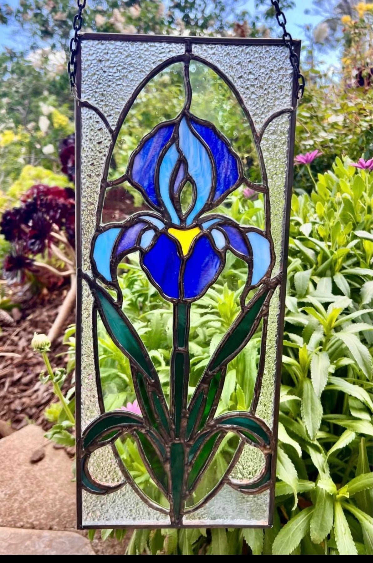 Stained glass Iris panel