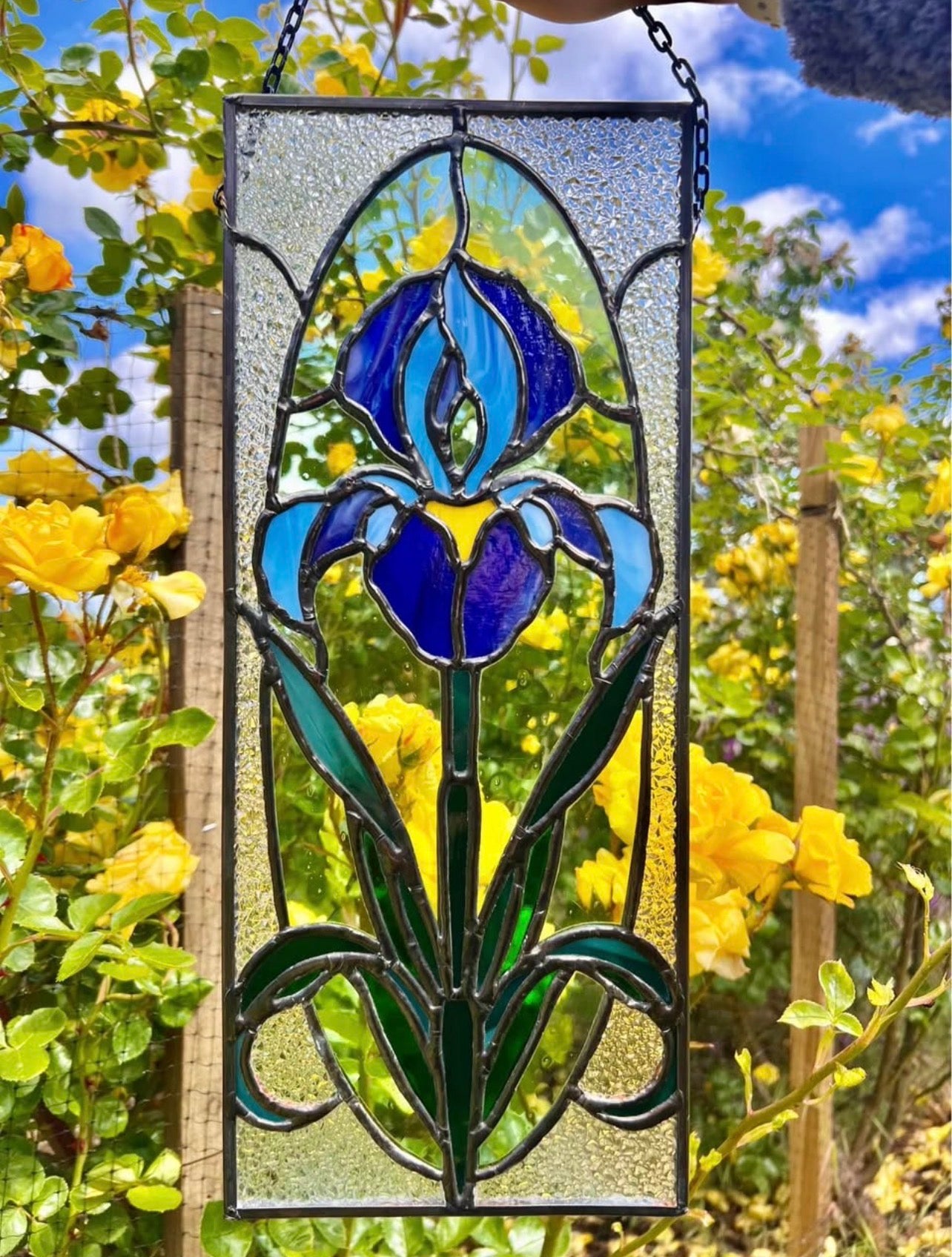 Stained glass Iris panel