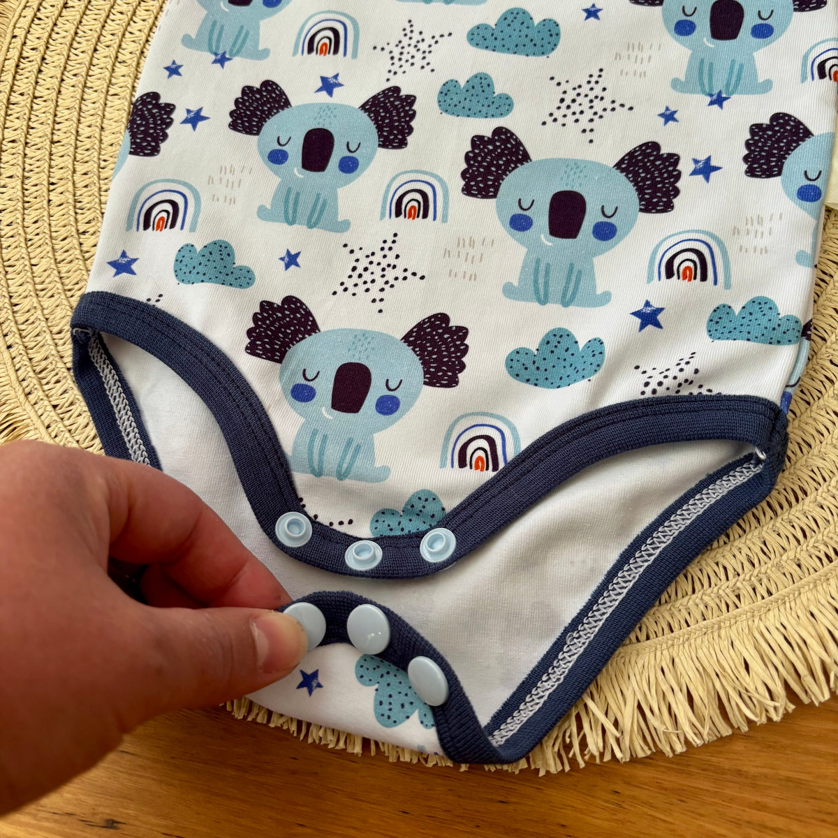 Baby Short Sleeved Bodysuit | Blue Koalas| Size premmie to 2 | Made to order
